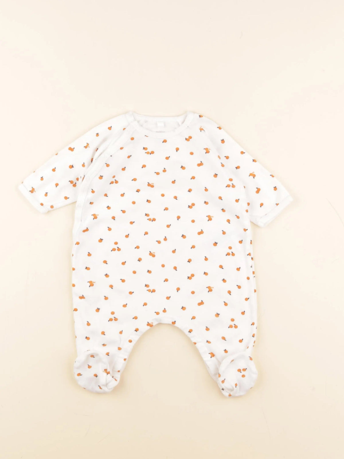 Petit Bateau - pyjama coton blanc, orange - 3 mois