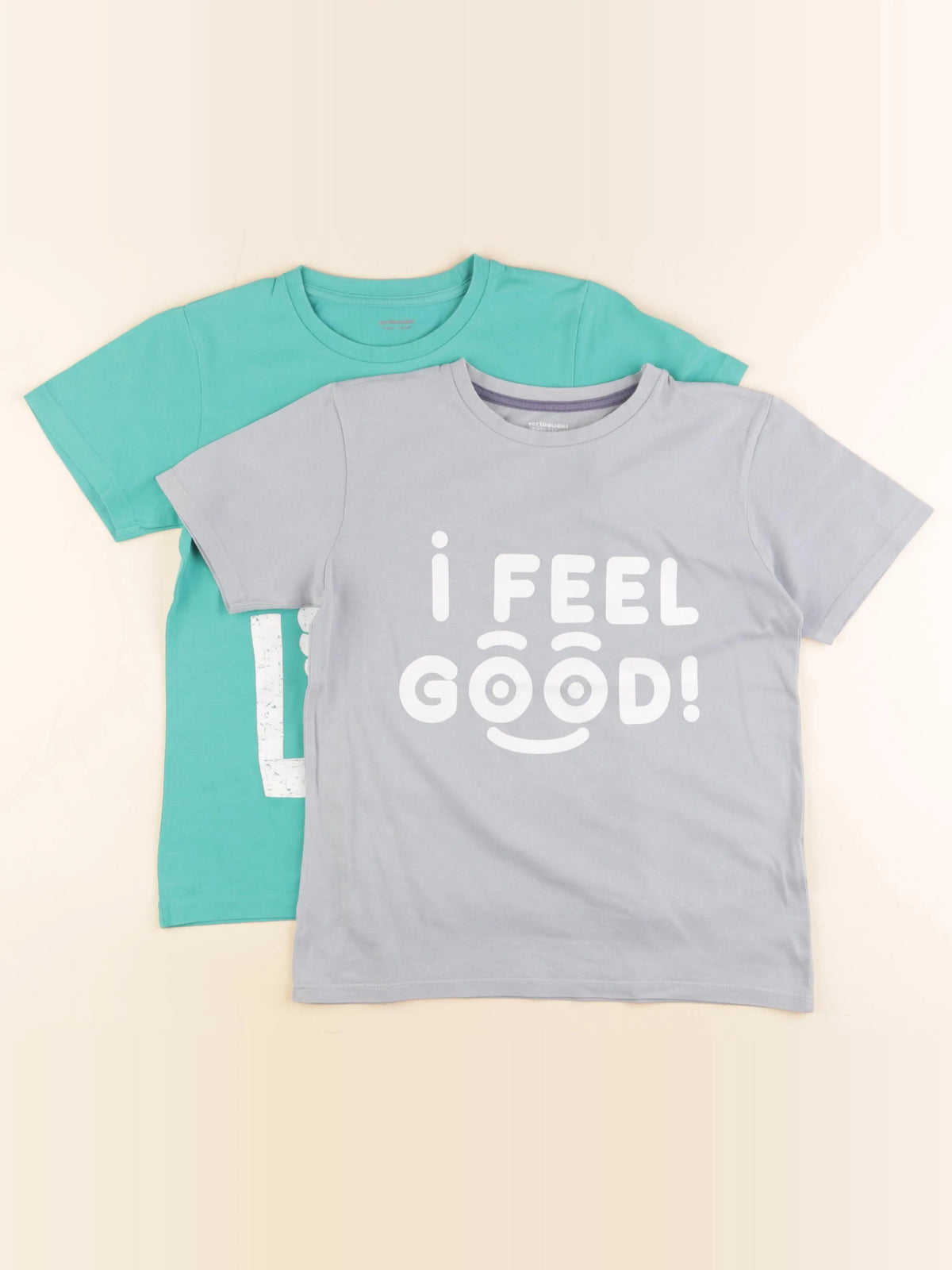 Vertbaudet - lot de 2 tee-shirts vert, bleu - 10 ans