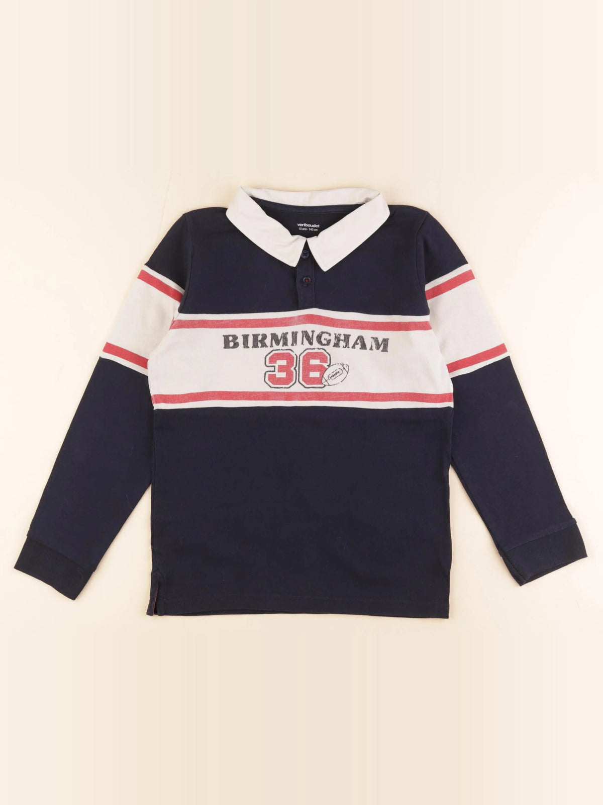 Vertbaudet - polo bleu, blanc - 10 ans