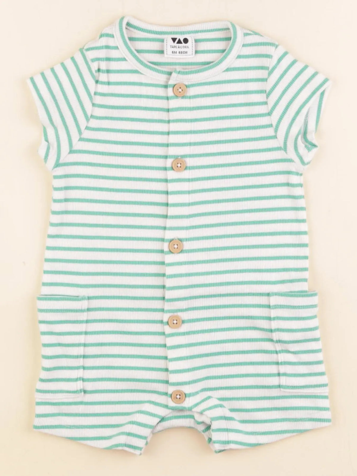 Tape à l'oeil - pyjama coton vert, blanc - 6 mois