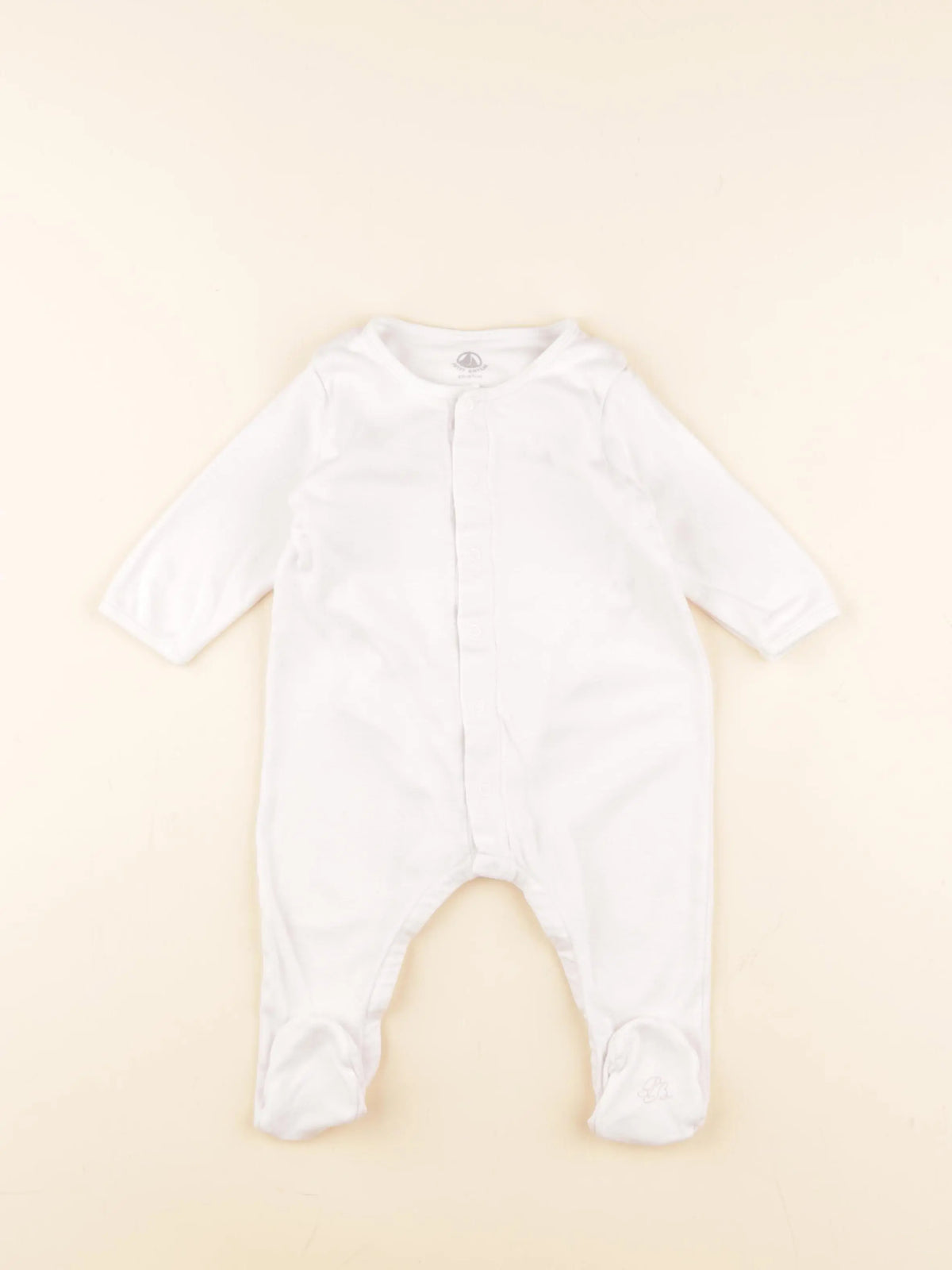 Petit Bateau - pyjama coton blanc, rose - 6 mois