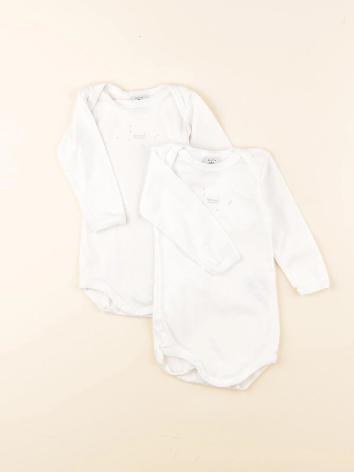 Petit Bateau - lot de 2 bodies en coton blanc - 6 mois