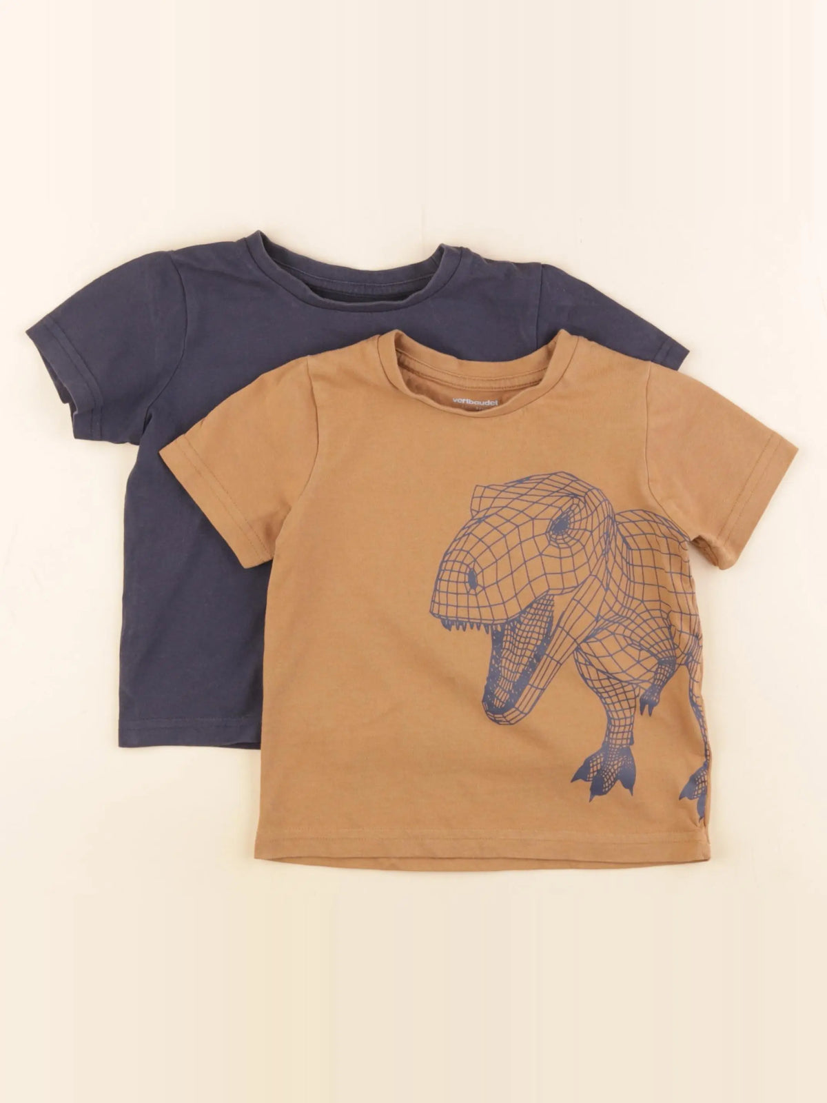 Vertbaudet - lot de 2 tee-shirts bleu, marron - 3 ans