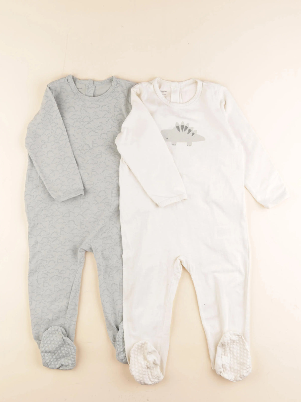 Vertbaudet - lot de 2 pyjamas coton beige, vert - 24 mois