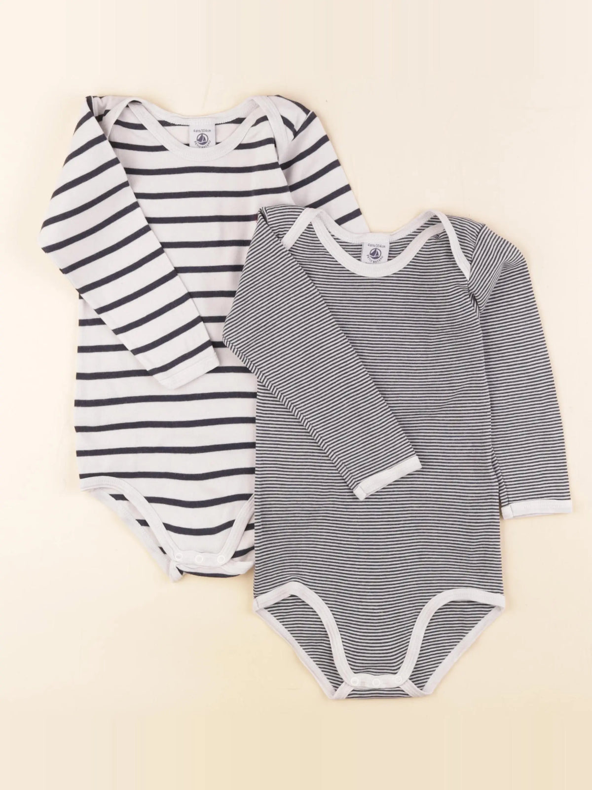 Petit Bateau - lot de 2 bodies en coton bleu - 4 ans