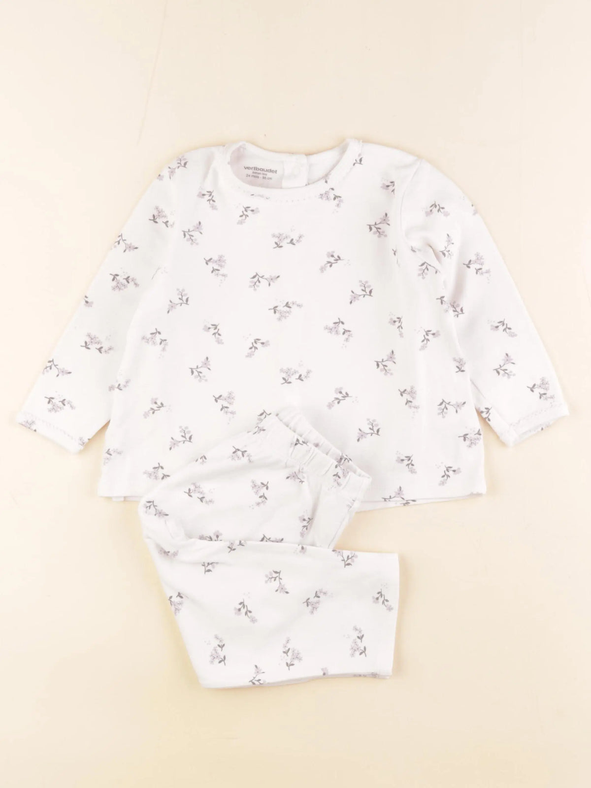Vertbaudet - pyjama coton blanc - 24 mois