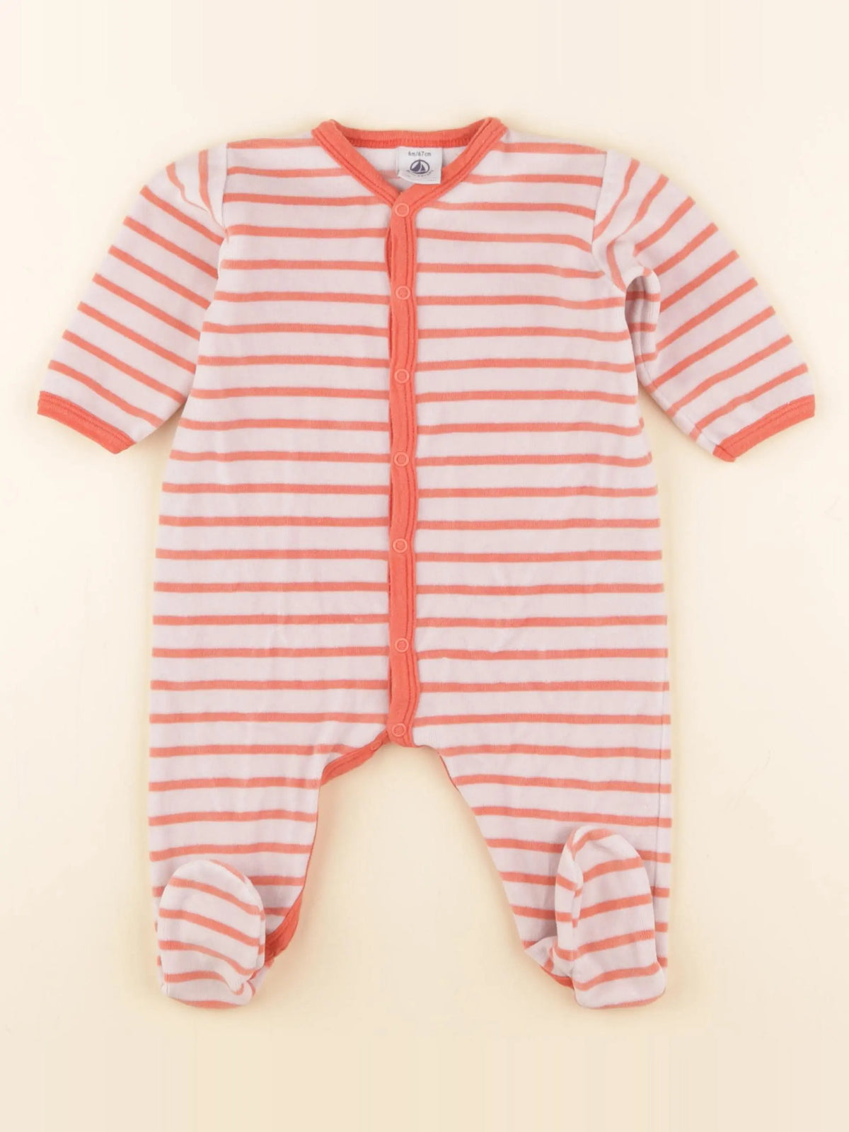 Petit Bateau - pyjama velours orange - 6 mois