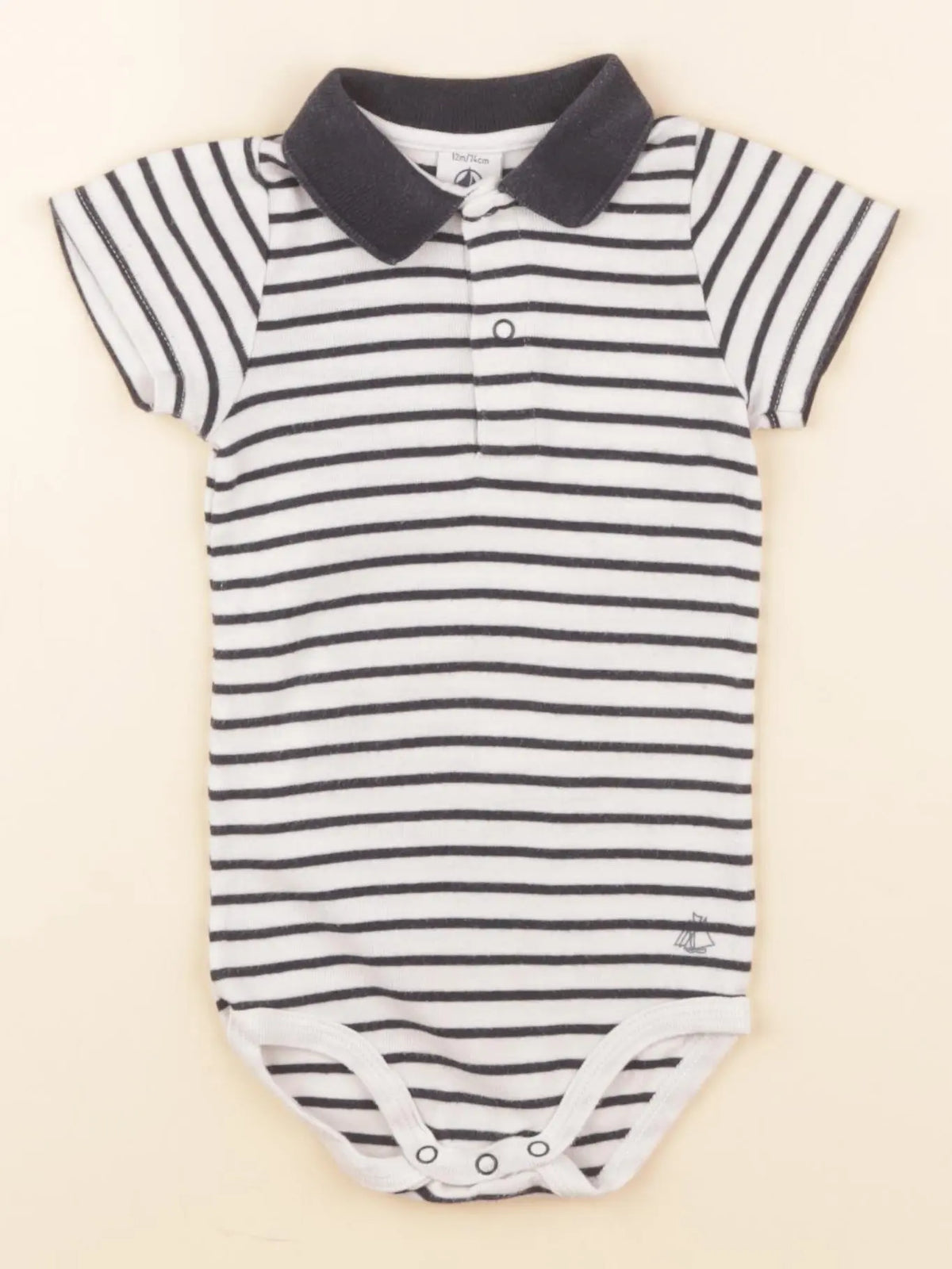 Petit Bateau - body à col blanc - 12 mois