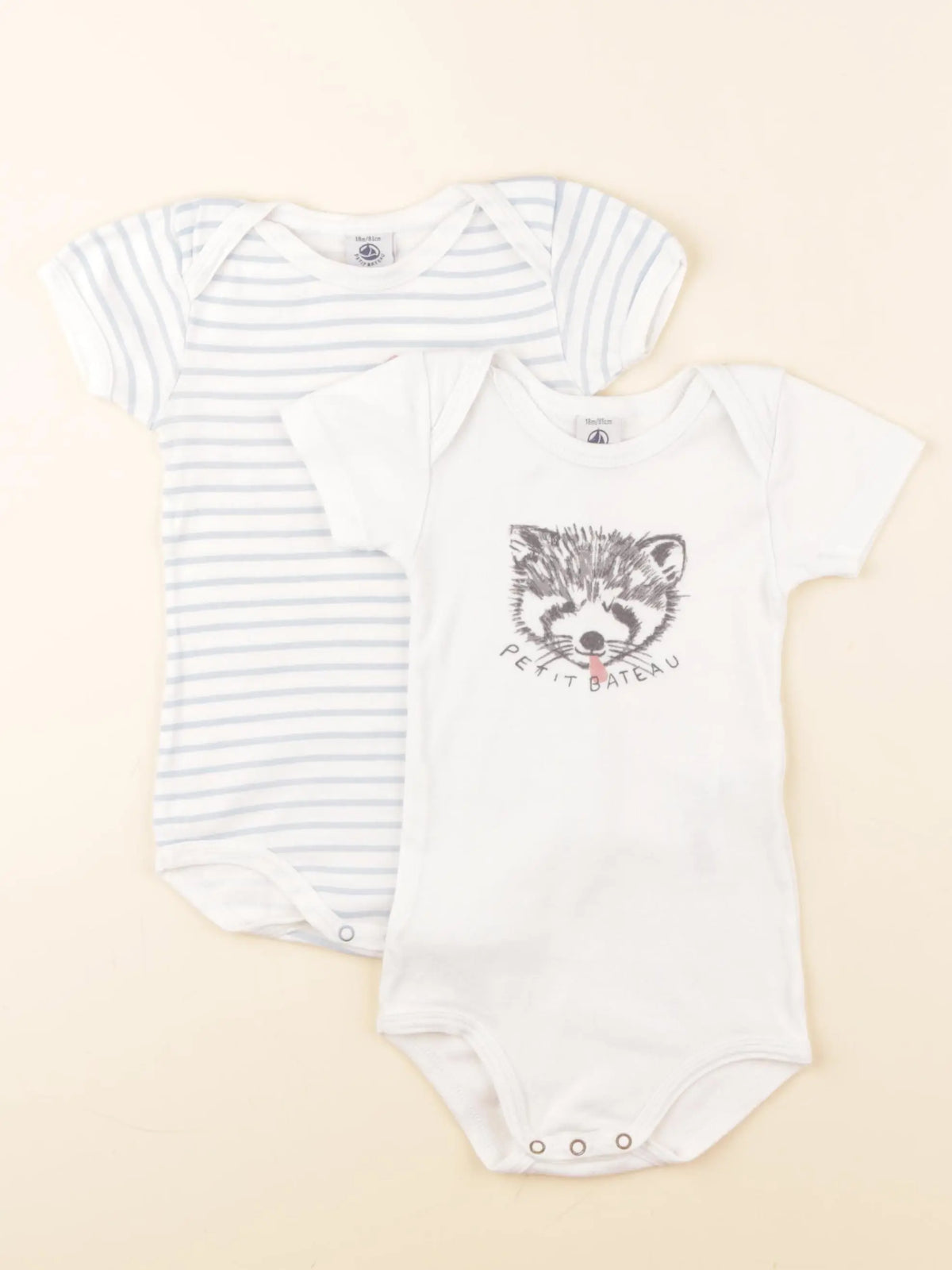 Petit Bateau - lot de 2 bodies en coton blanc - 18 mois