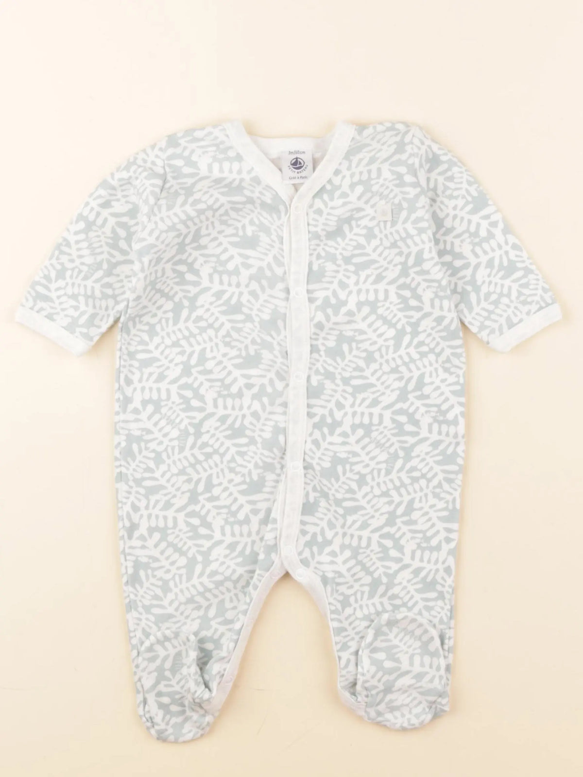 Petit Bateau - pyjama coton bleu - 3 mois