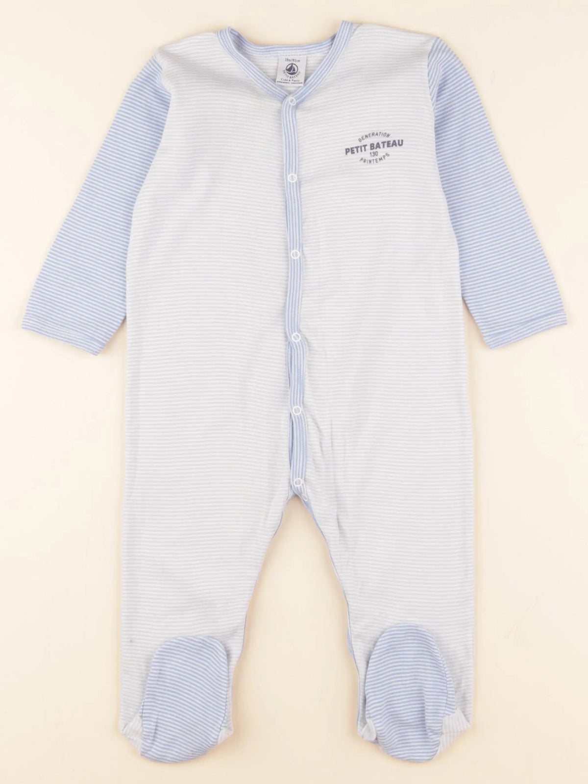 Petit Bateau - pyjama coton bleu - 18 mois