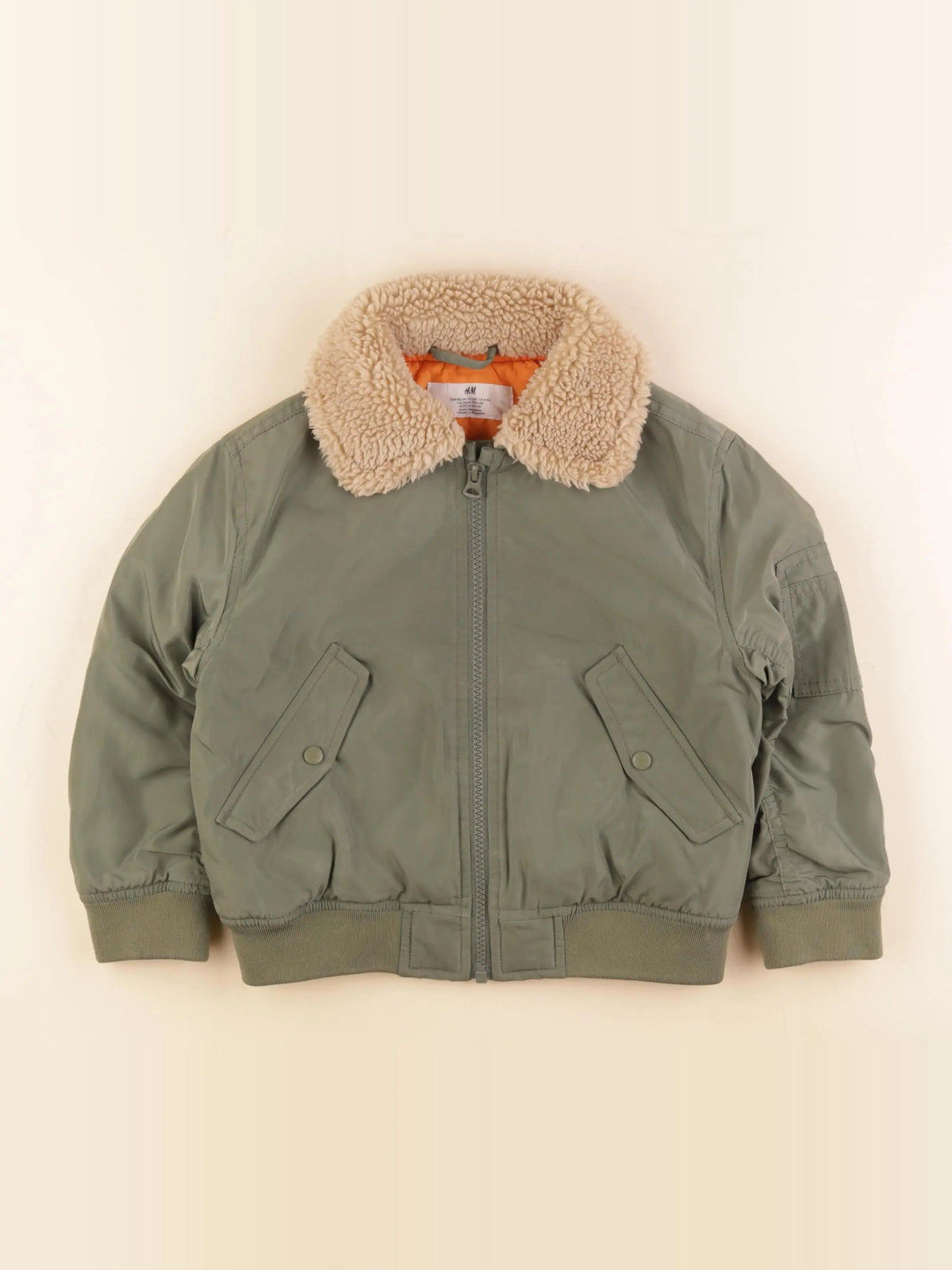 H&M - veste doublé vert - 2/4 ans