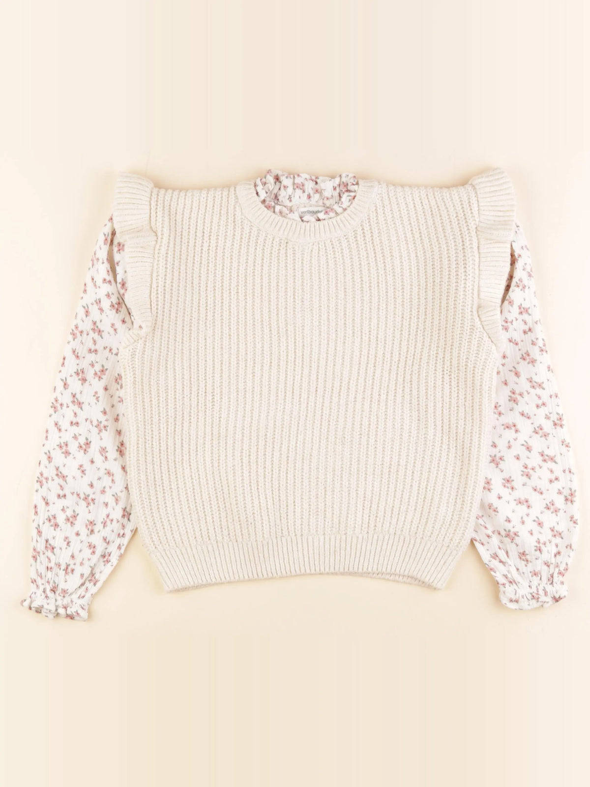 Vertbaudet - pull beige - 10 ans