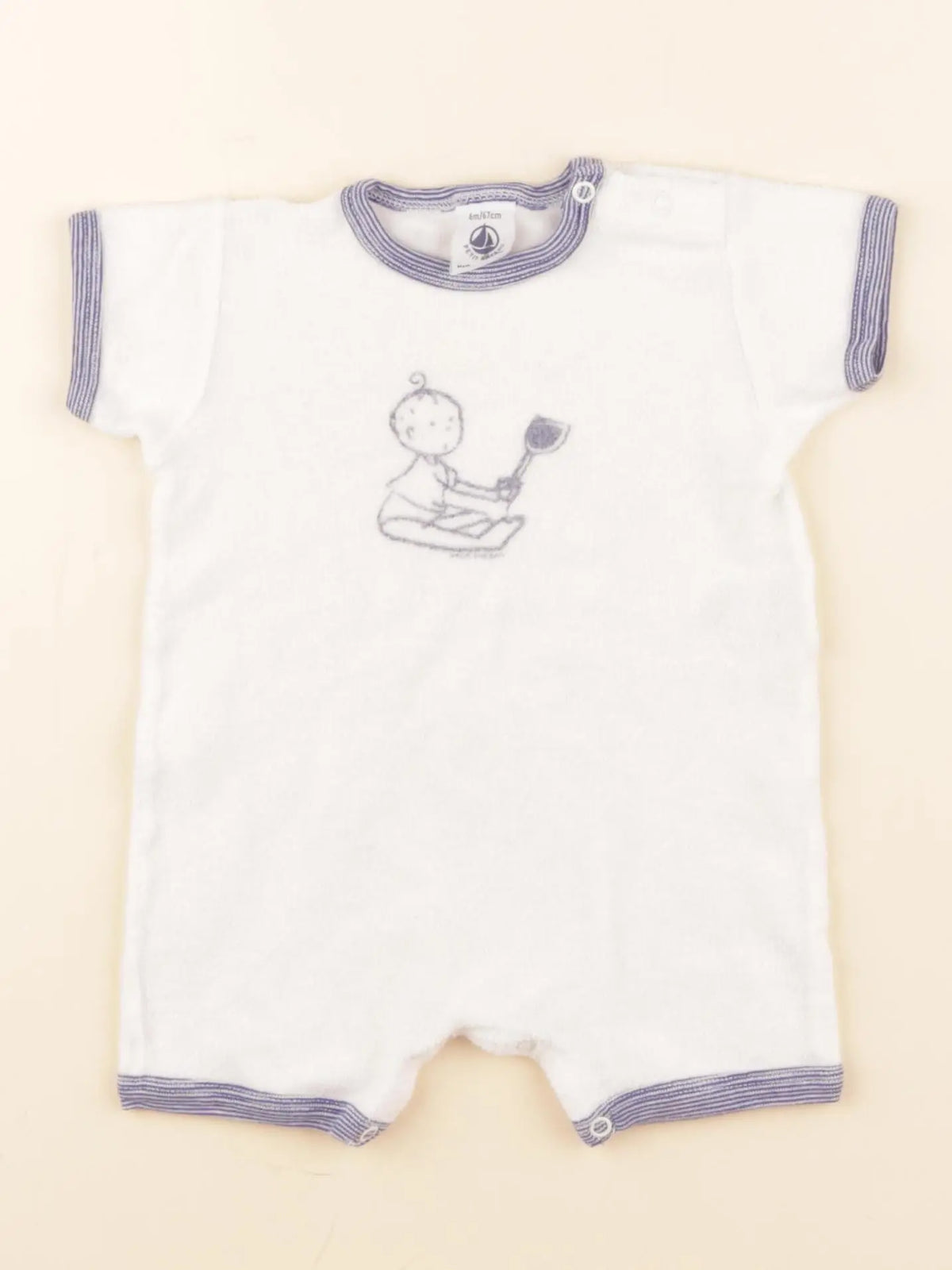 Petit Bateau - combinaison coton blanc - 6 mois