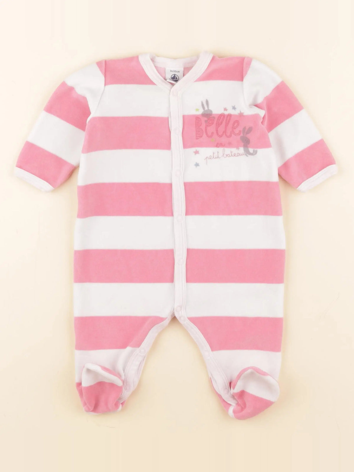 Petit Bateau - pyjama velours rose - 3 mois