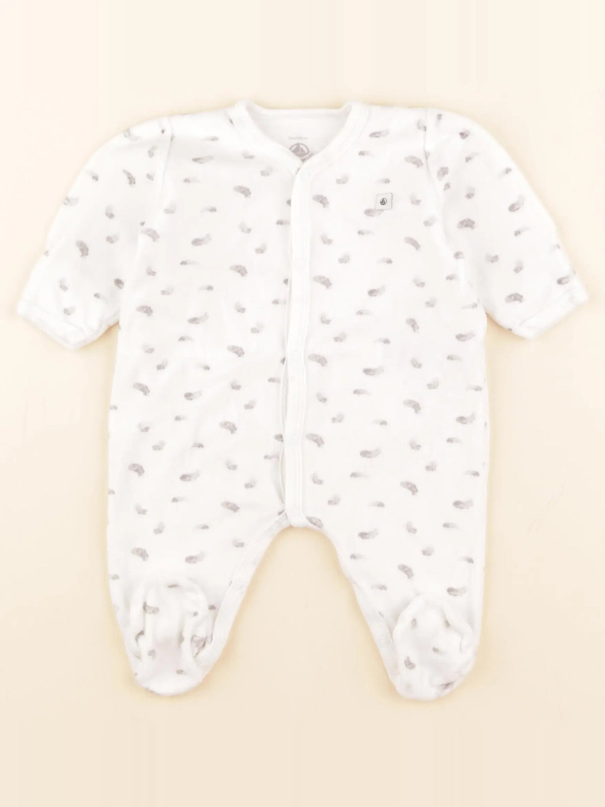 Petit Bateau - pyjama velours blanc - 3 mois