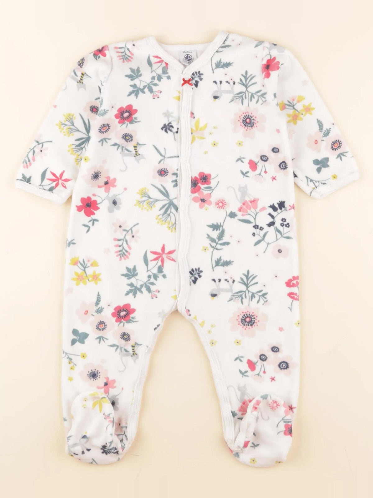 Petit Bateau - pyjama velours blanc - 3 mois
