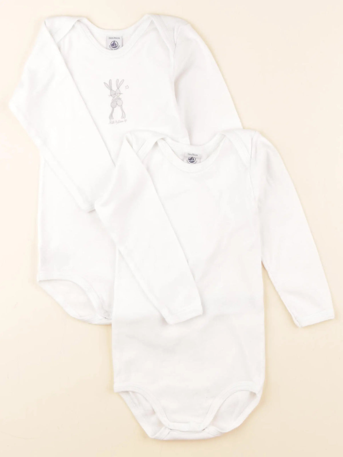 Petit Bateau - lot de 2 bodies en coton blanc - 24 mois