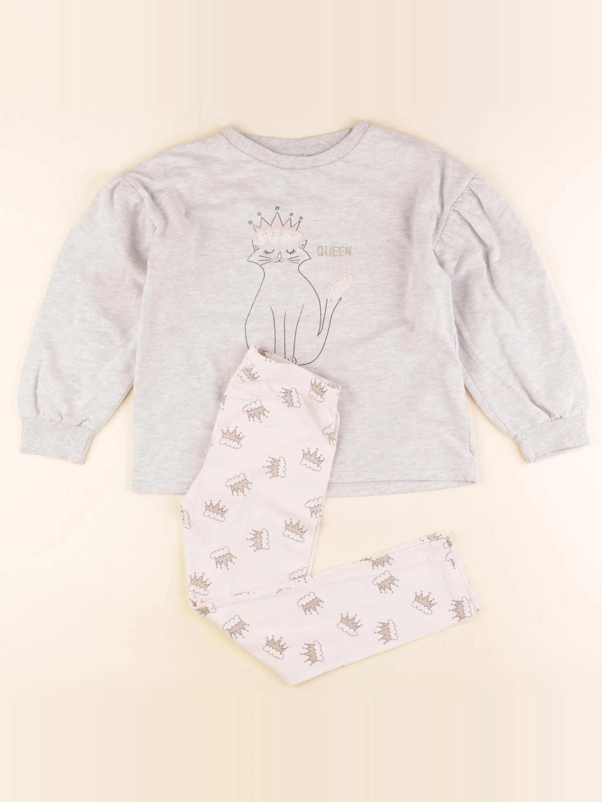 Tape à l'oeil - pyjama coton gris, rose - 8 ans