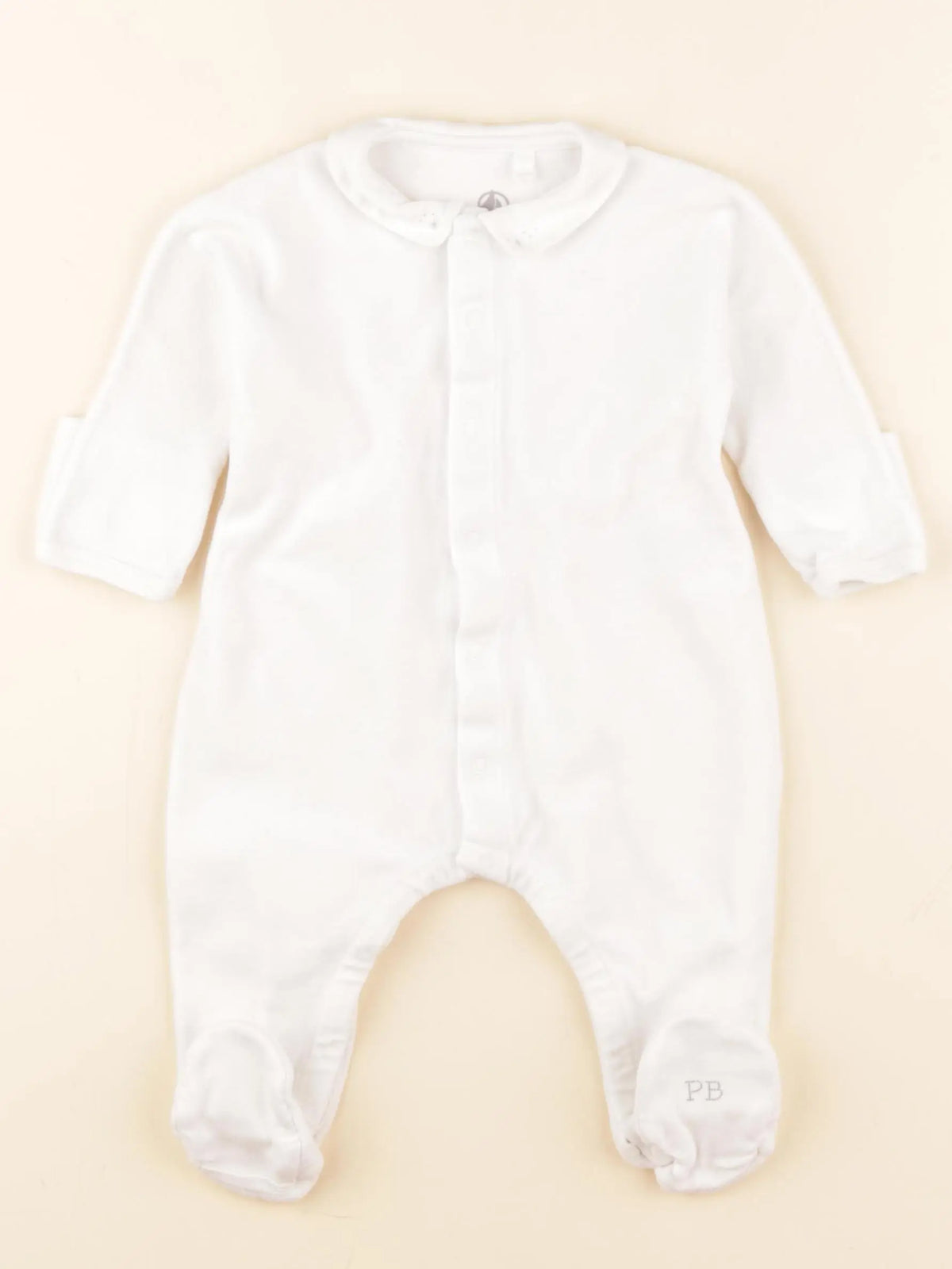 Petit Bateau - pyjama velours blanc - 6 mois