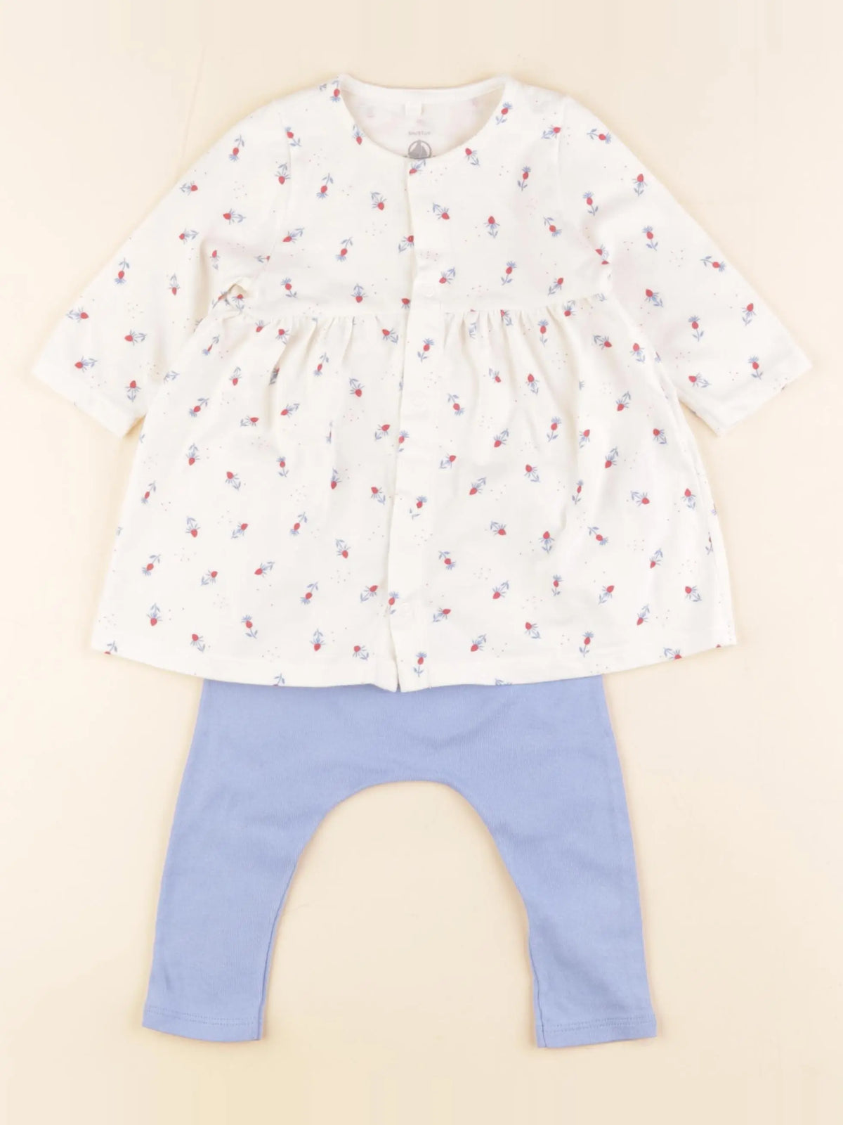 Petit Bateau - combinaison blanc, bleu - 6 mois