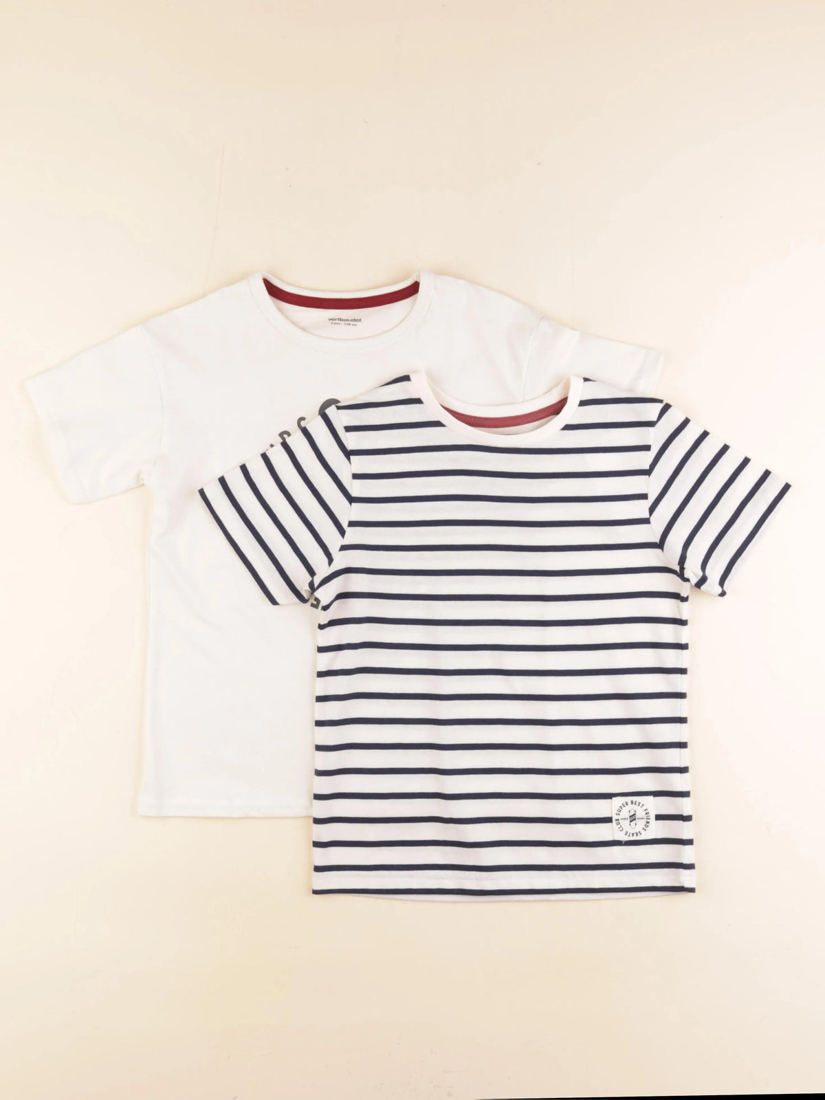 Vertbaudet - lot de 2 tee-shirts beige - 8 ans