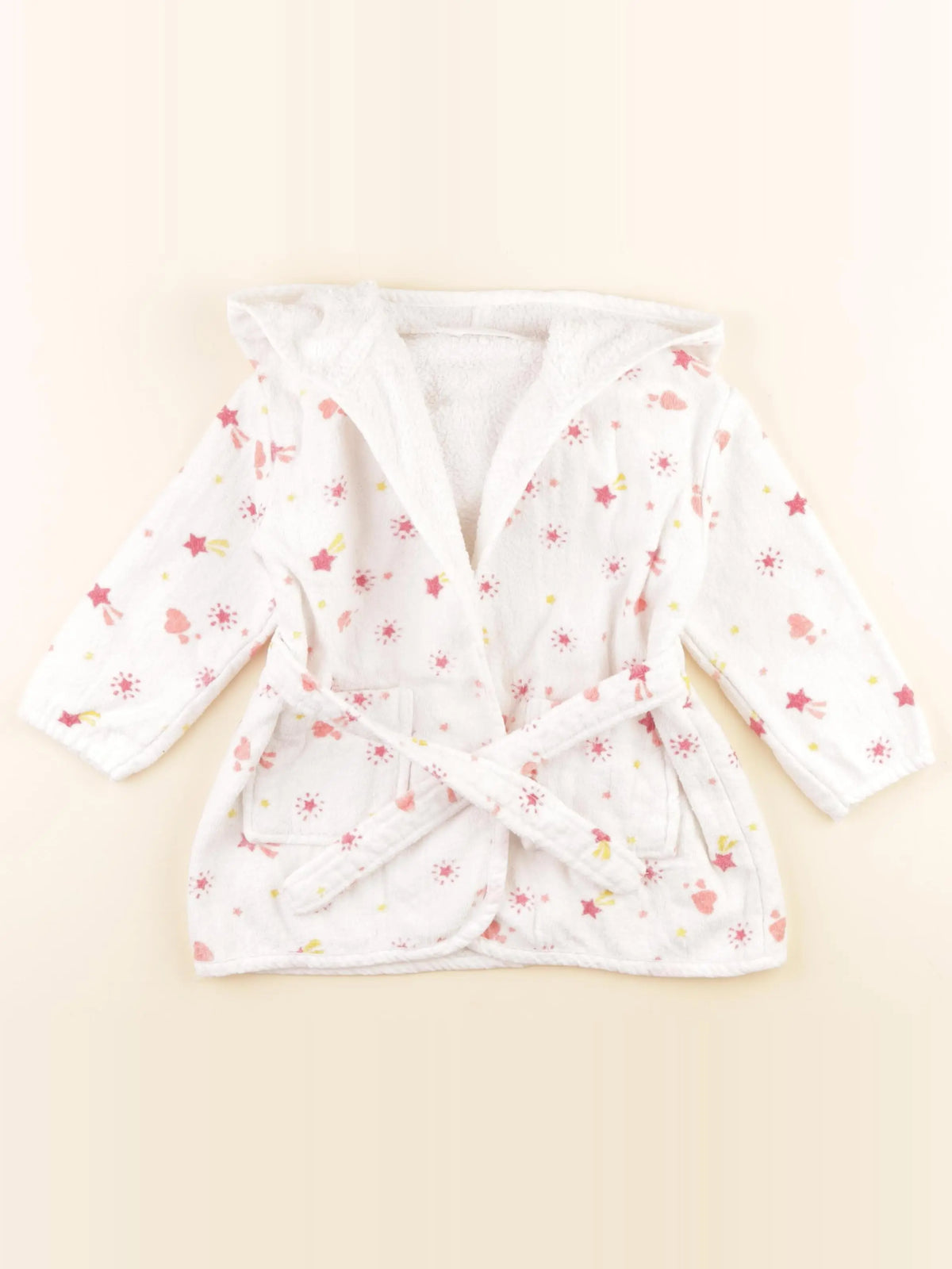 Vertbaudet - peignoir blanc, rose - 2 ans