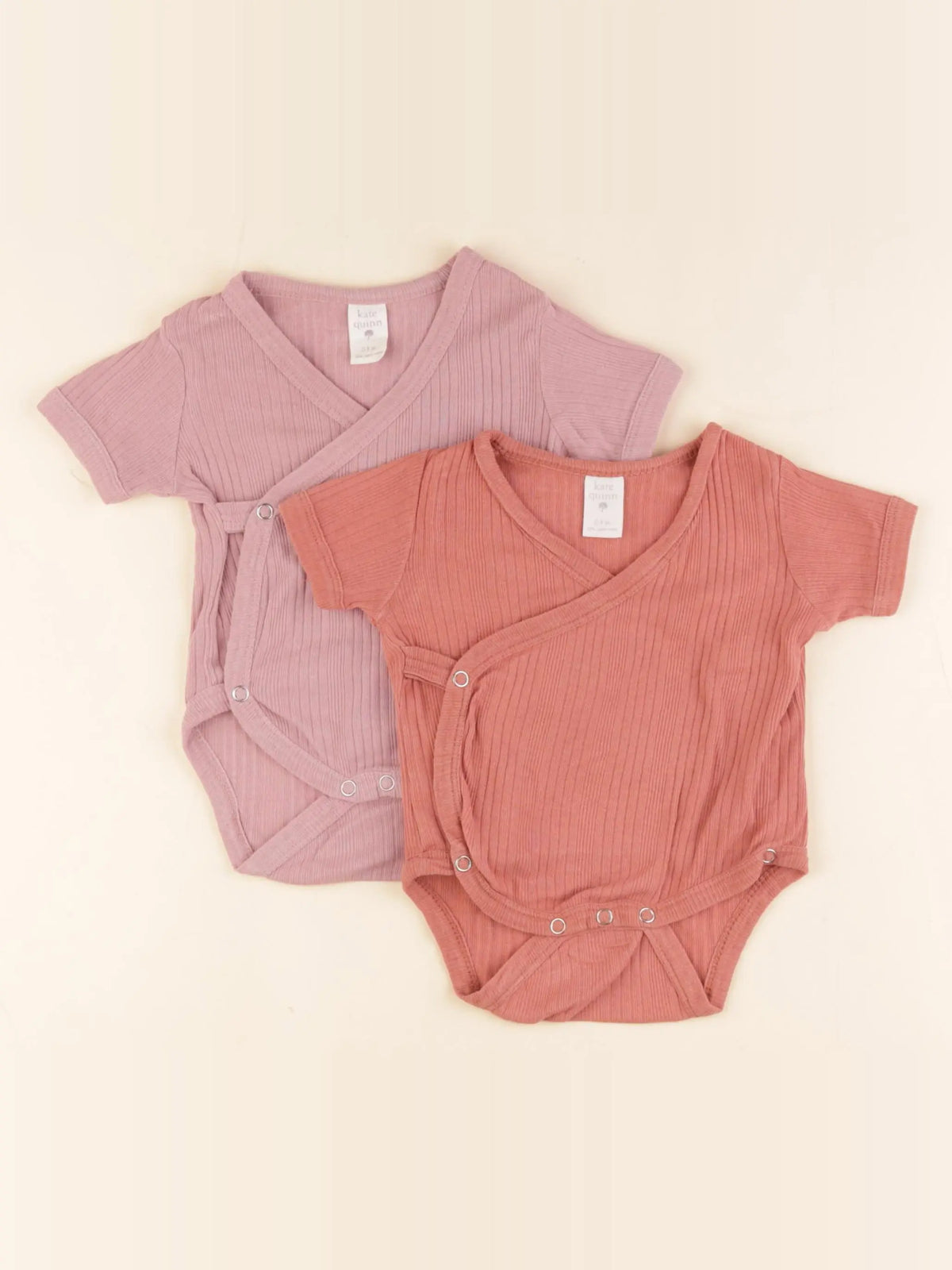 Kate quinn - lot de 2 bodies en coton rose - 0/3 mois