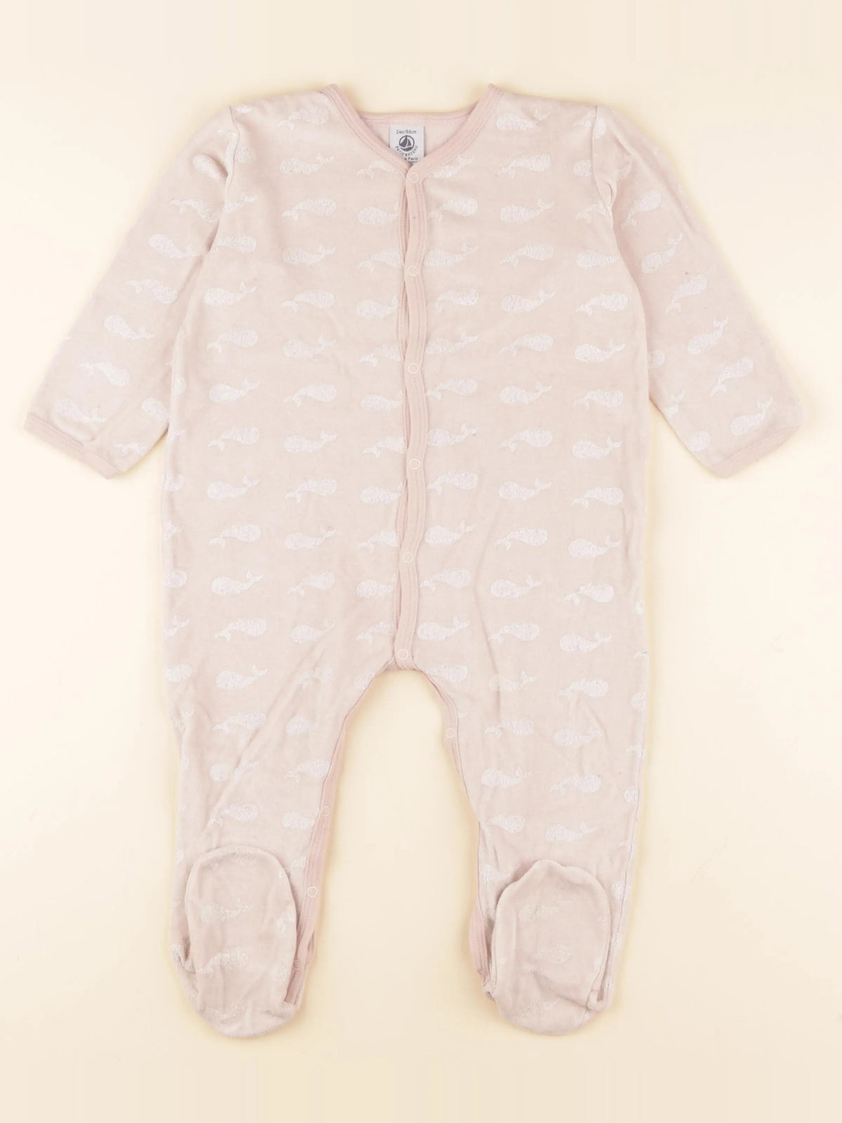 Petit Bateau - pyjama velours rose - 24 mois
