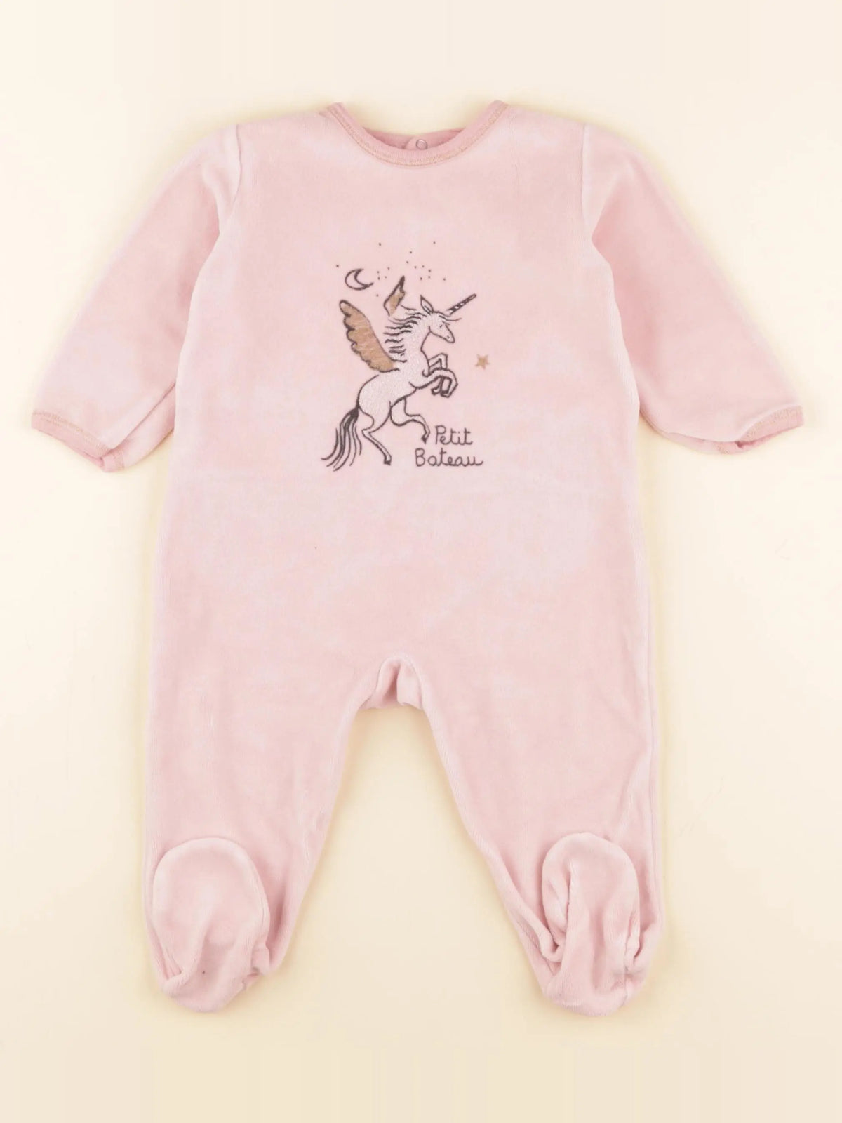 Petit Bateau - pyjama velours rose - 12 mois