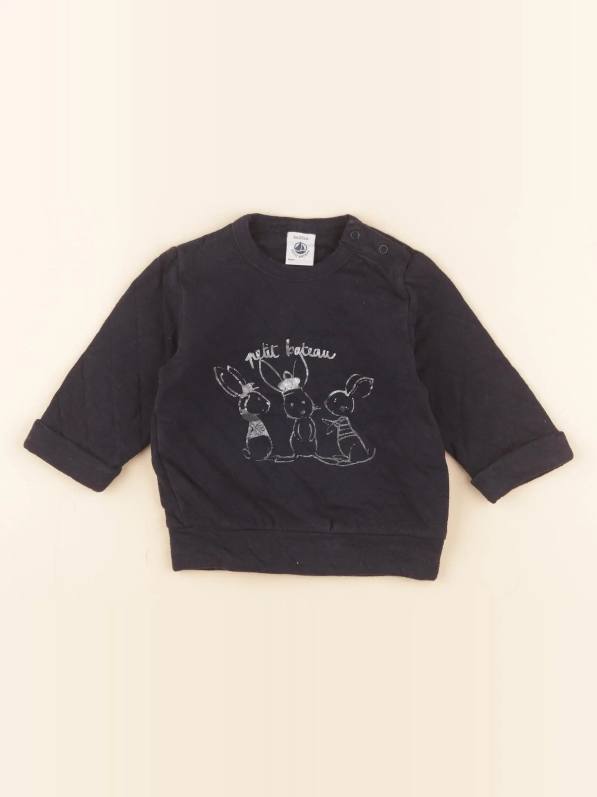 Petit Bateau - sweat bleu - 6 mois