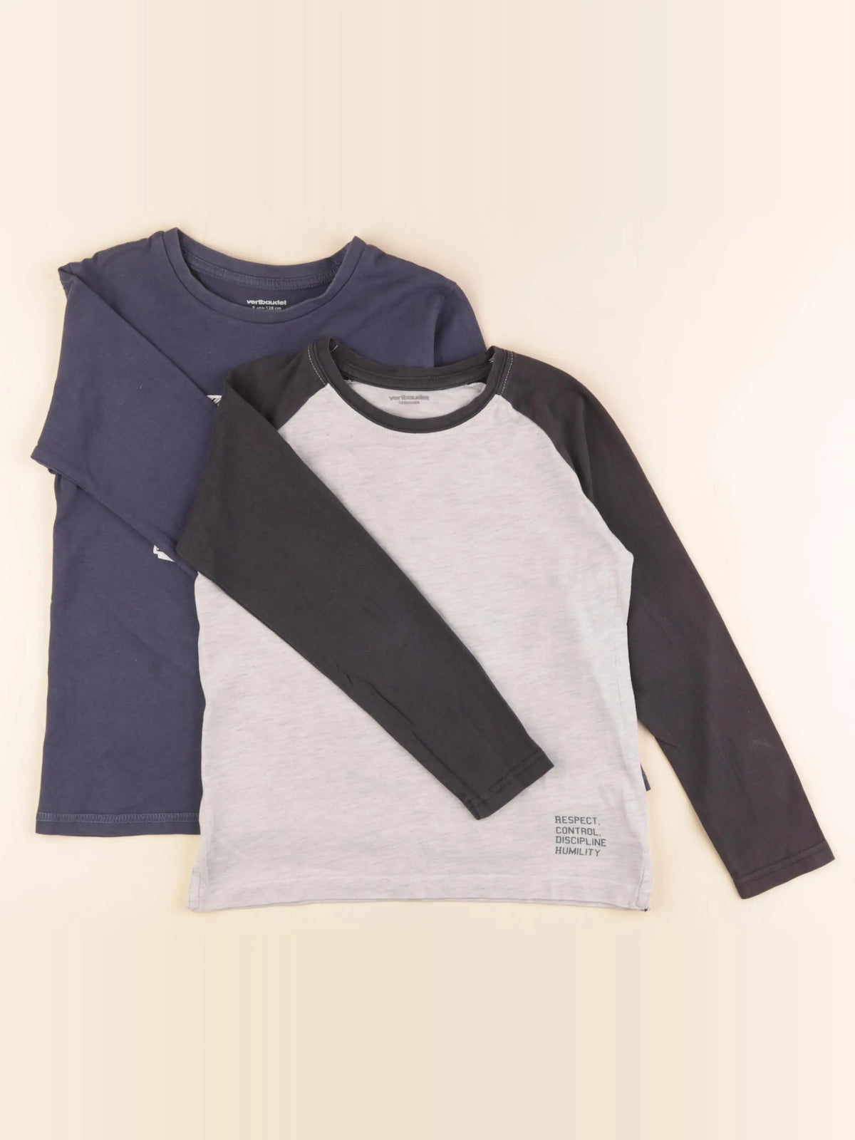 Vertbaudet - lot de 2 tee-shirts bleu, gris - 8 ans