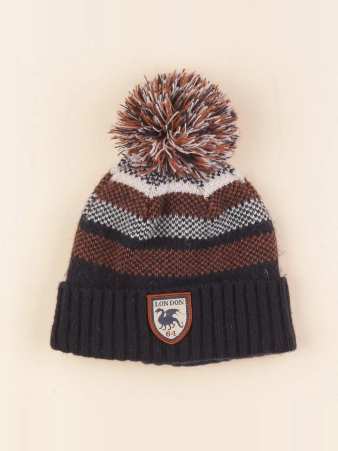 Vertbaudet - bonnet bleu, marron - 8/10 ans