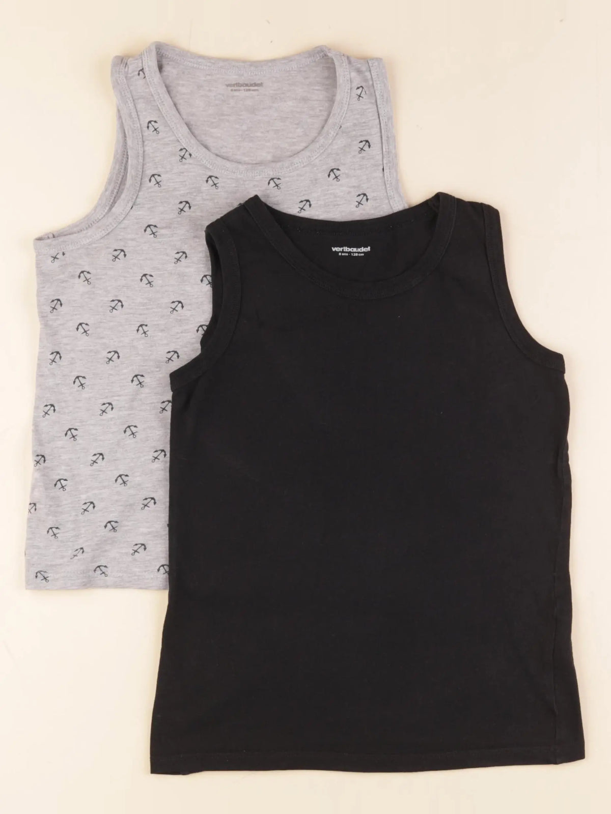 Vertbaudet - lot de 2 maillots de corps gris, noir - 8 ans