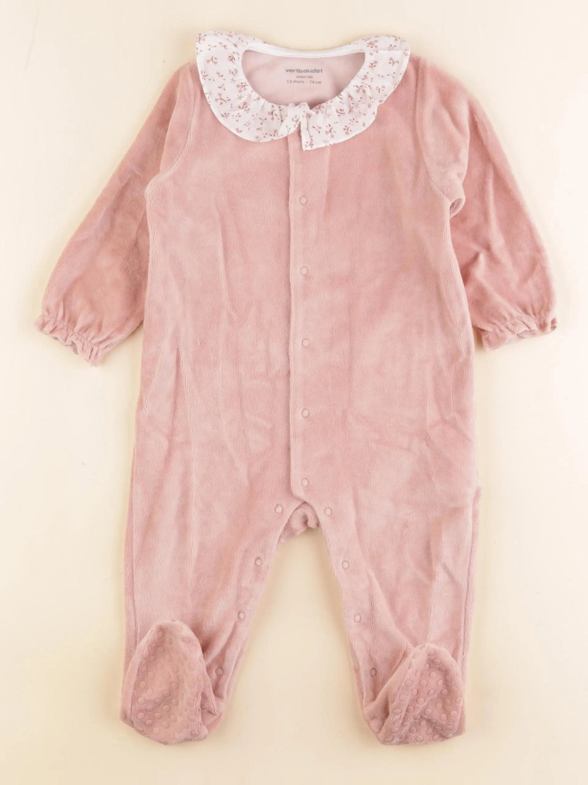 Vertbaudet - pyjama velours rose - 12 mois
