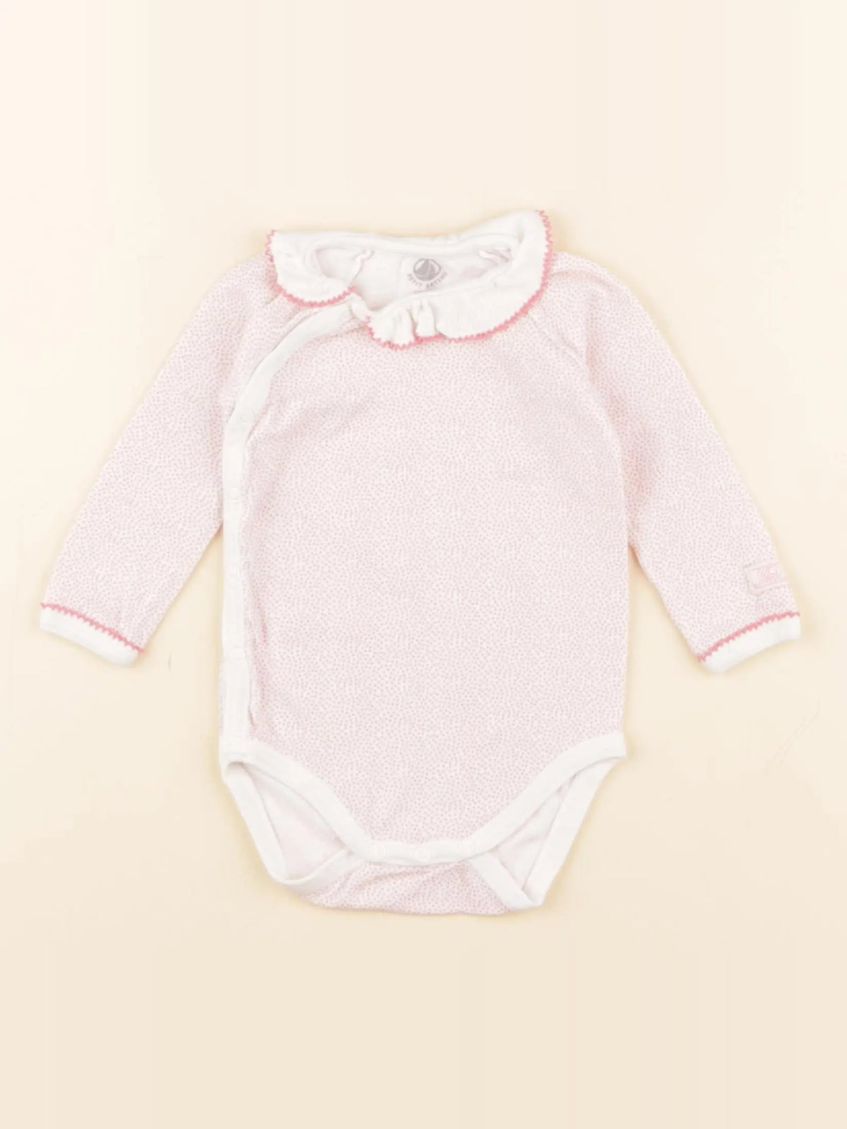 Petit Bateau - body à col rose - 6 mois