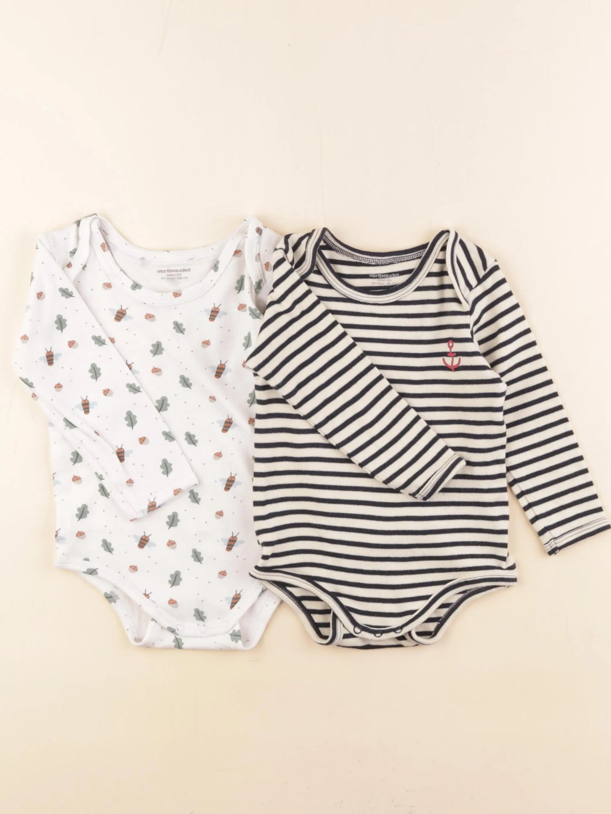 Vertbaudet - body blanc, bleu - 24 mois