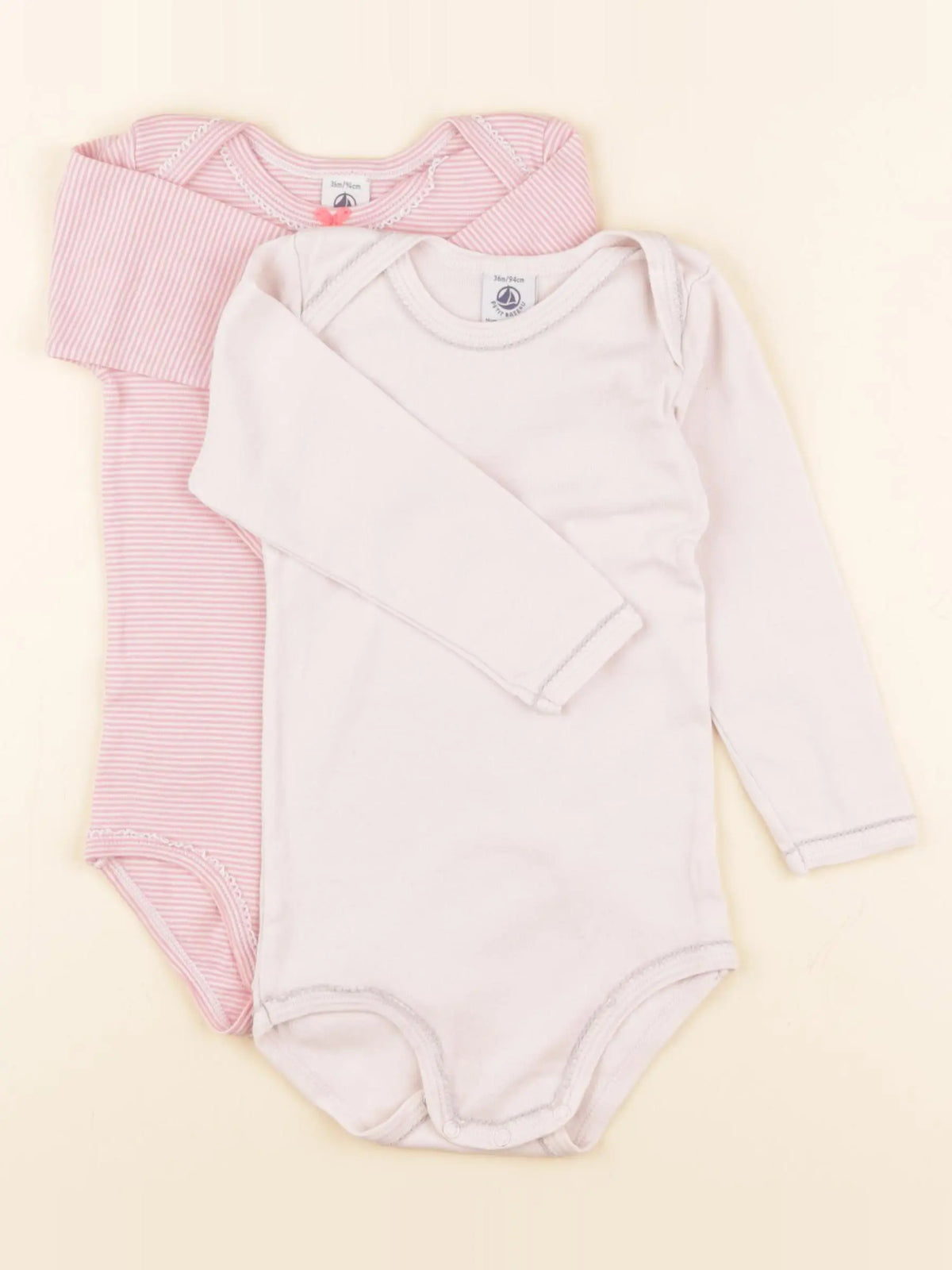 Petit Bateau - lot de 2 bodies en coton rose - 36 mois