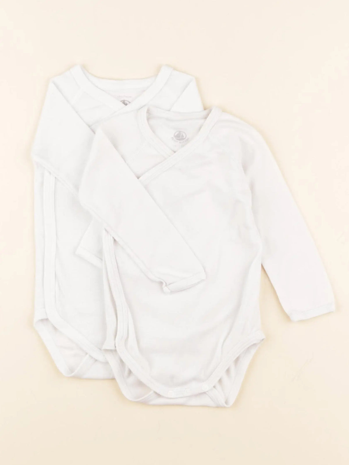 Petit Bateau - lot de 2 bodies en coton blanc - 12 mois