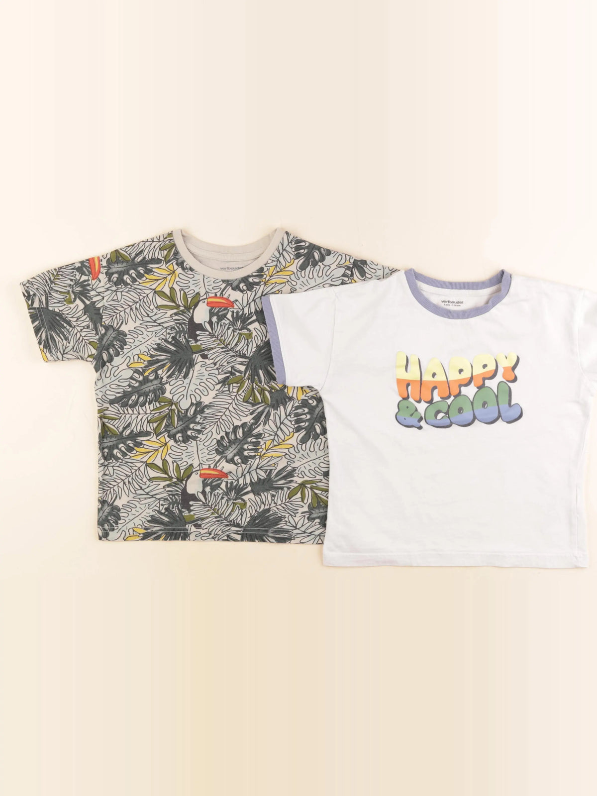 Vertbaudet - tee-shirt blanc, vert - 5 ans