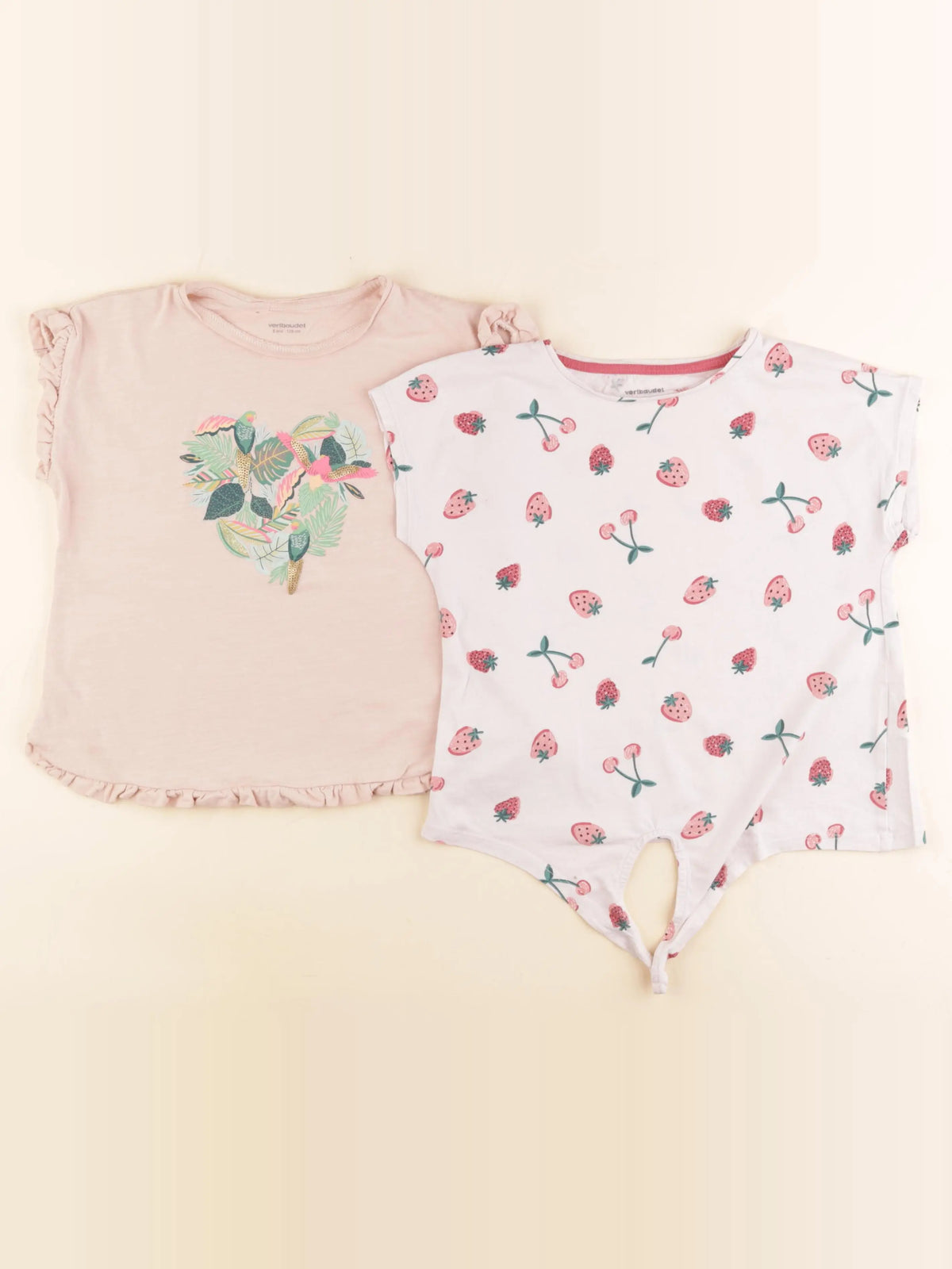 Vertbaudet - lot de 2 tee-shirts rose - 8 ans