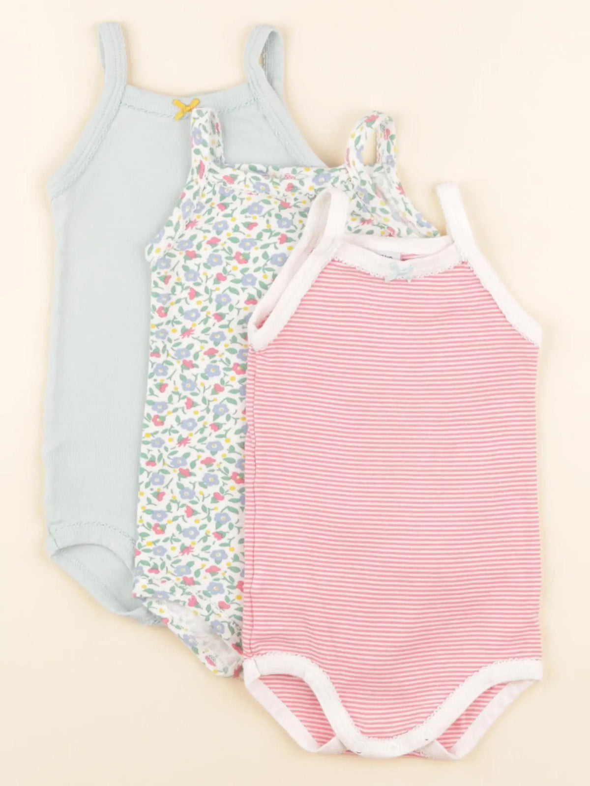 Petit Bateau - lot de 3 bodies en coton multicolore - 12 mois