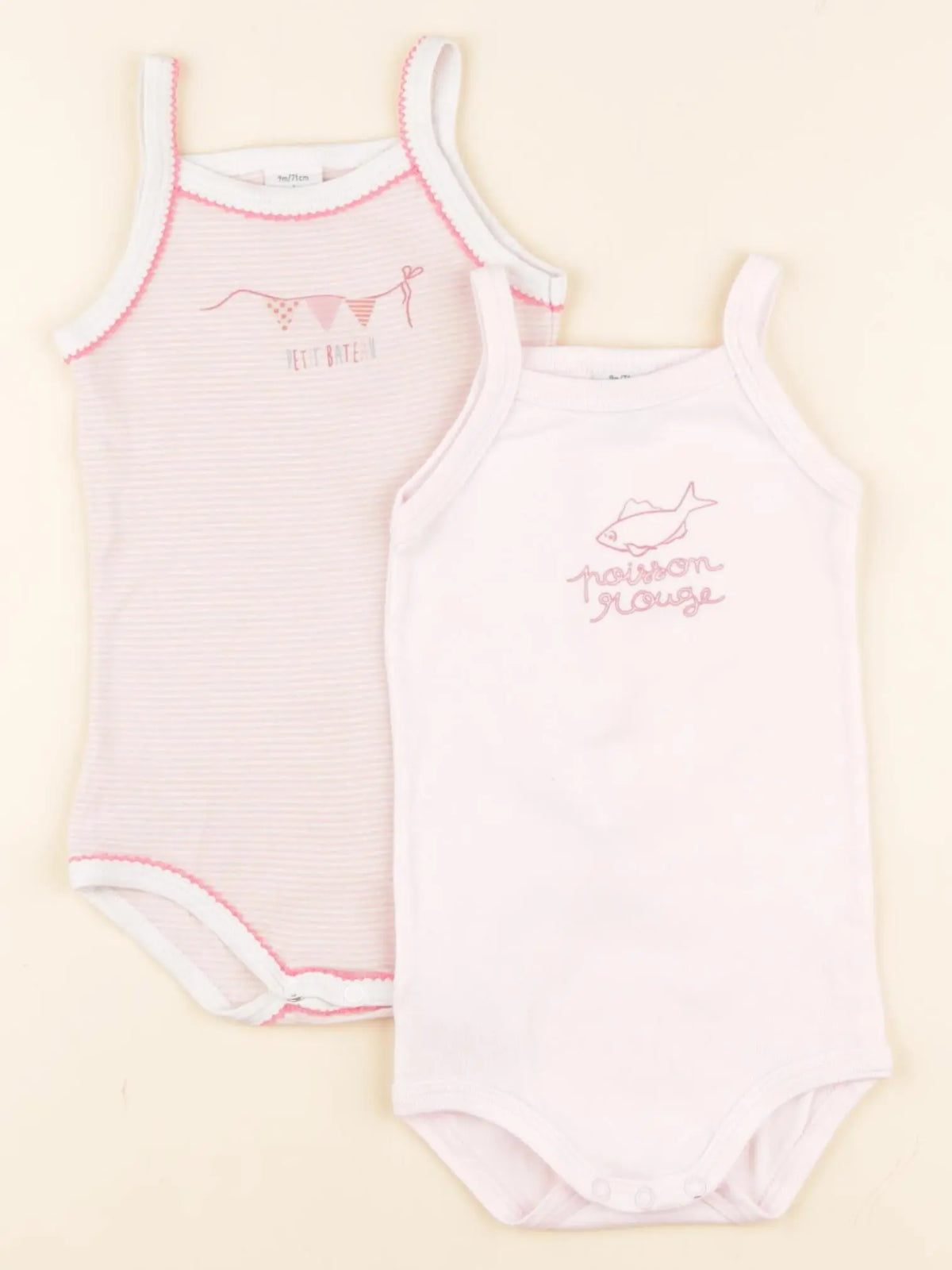 Petit Bateau - lot de 2 bodies en coton rose - 9 mois