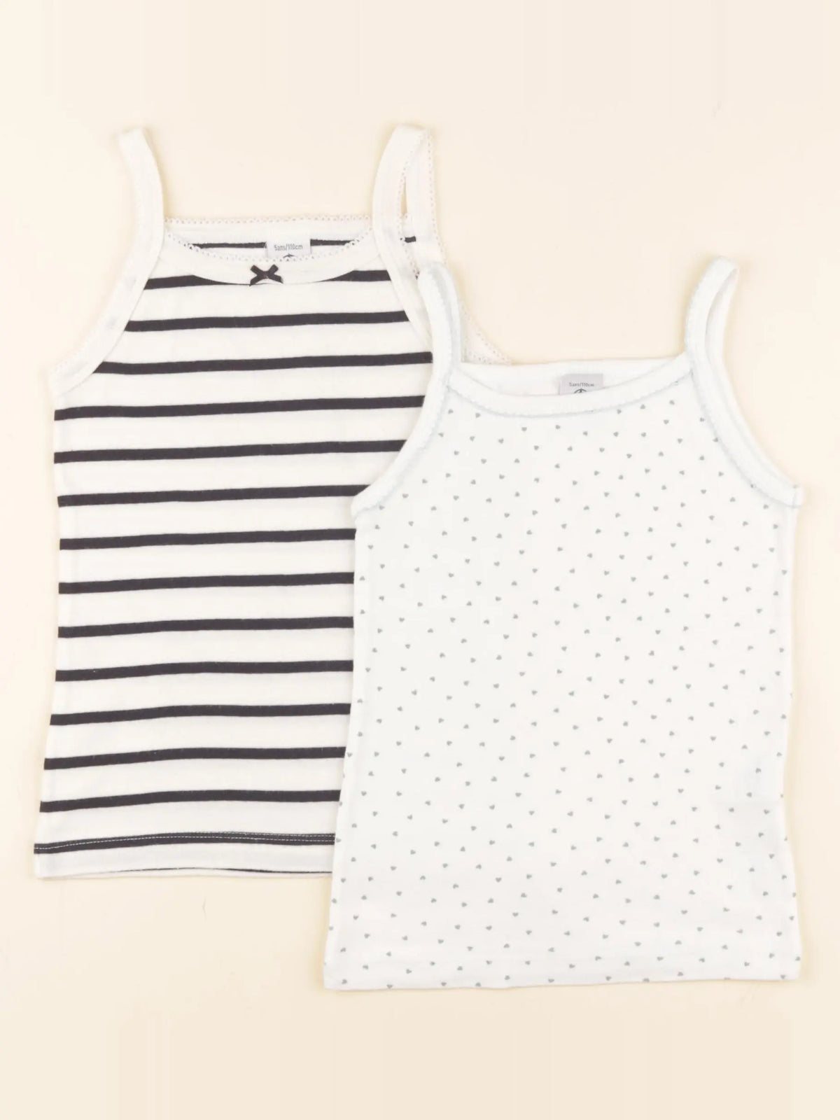Petit Bateau - lot de 2 maillots de corps blanc, bleu - 5 ans