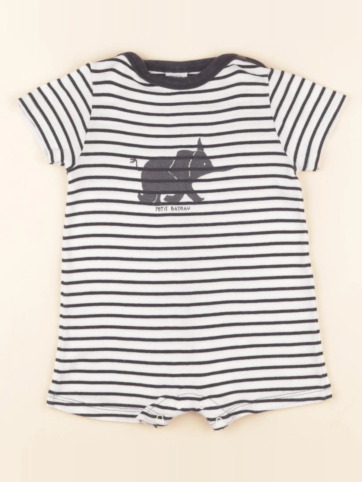 Petit Bateau - pyjama coton blanc, bleu - 6 mois