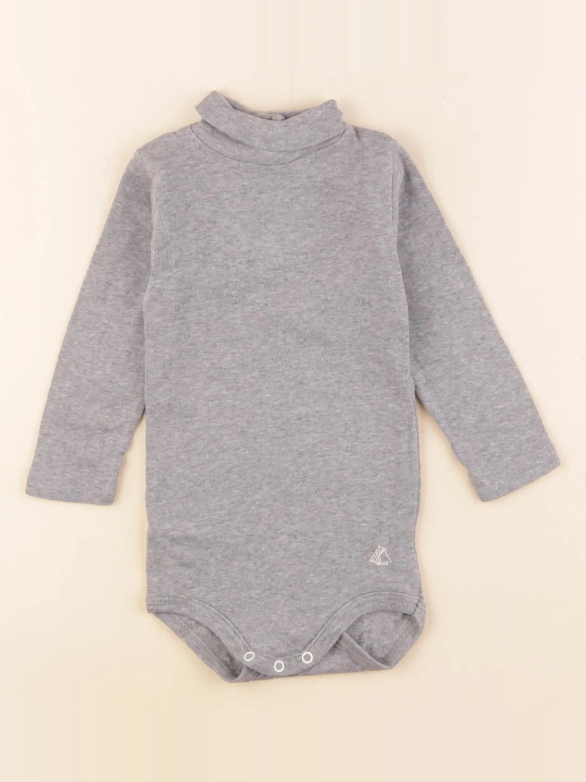 Petit Bateau - body à col gris - 12 mois