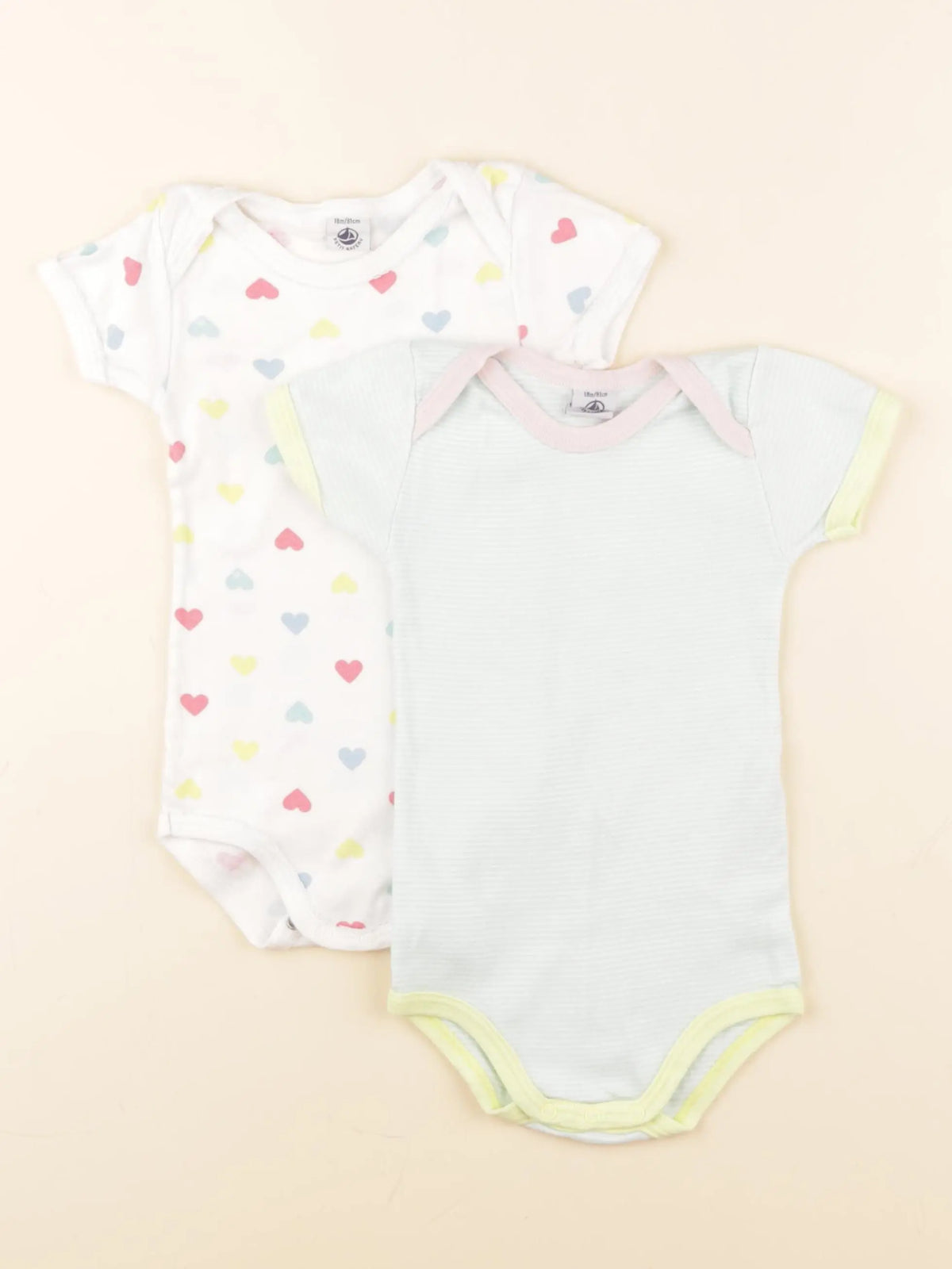 Petit Bateau - lot de 2 bodies en coton multicolore - 18 mois
