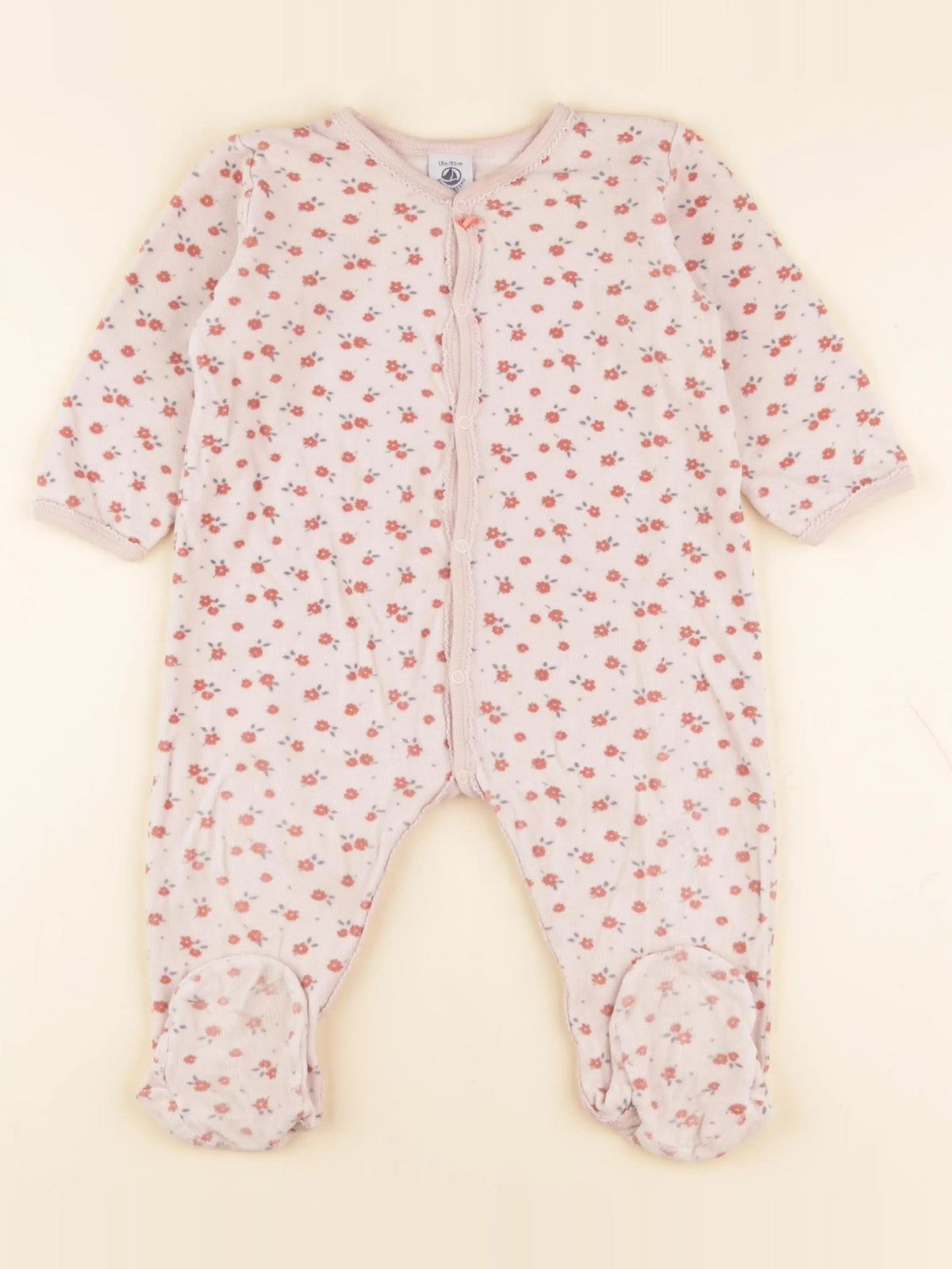 Petit Bateau - pyjama velours rose - 18 mois