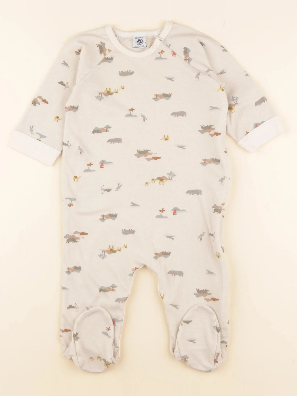 Petit Bateau - pyjama coton beige - 12 mois