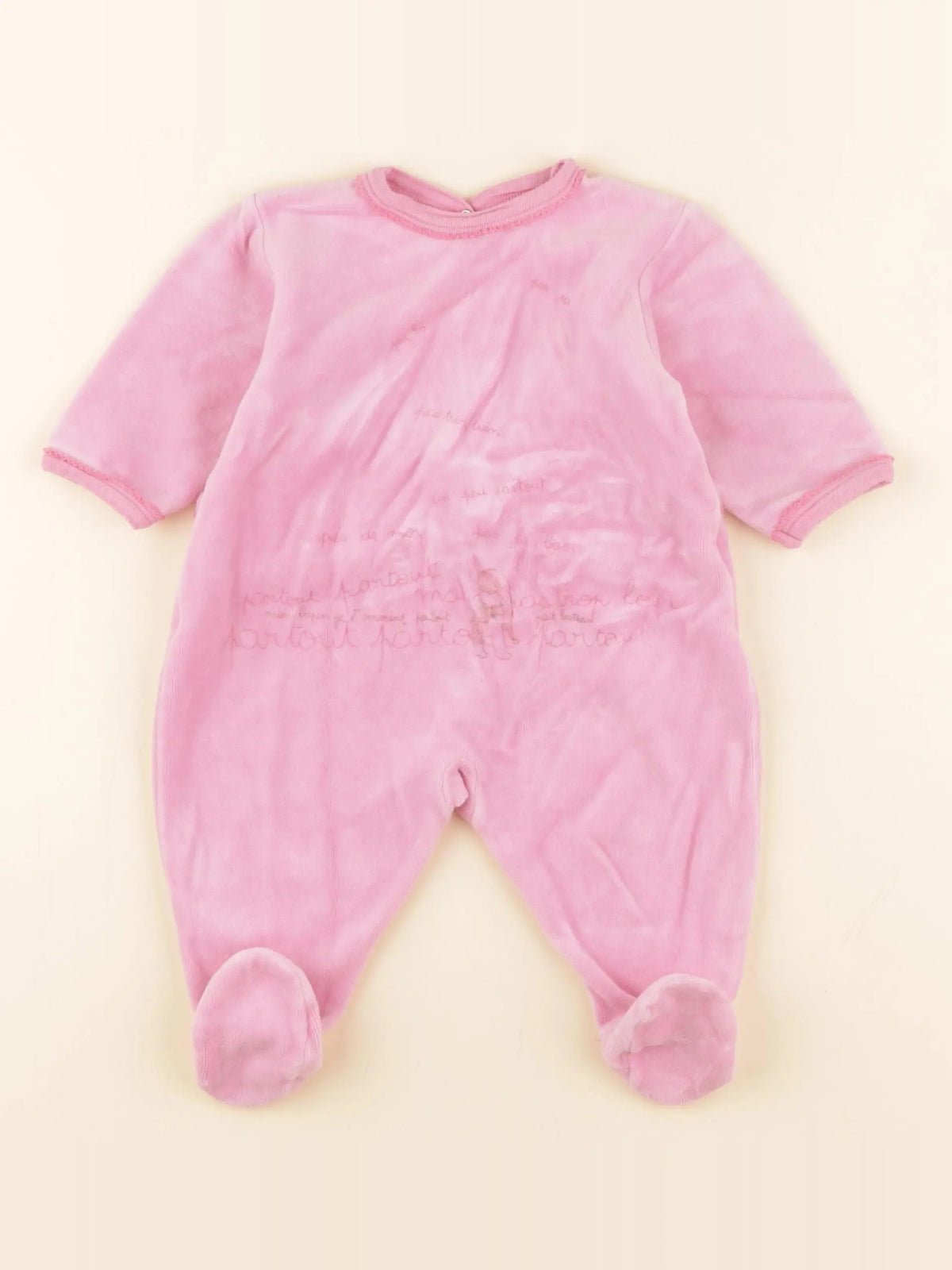 Petit Bateau - pyjama velours rose - 3 mois